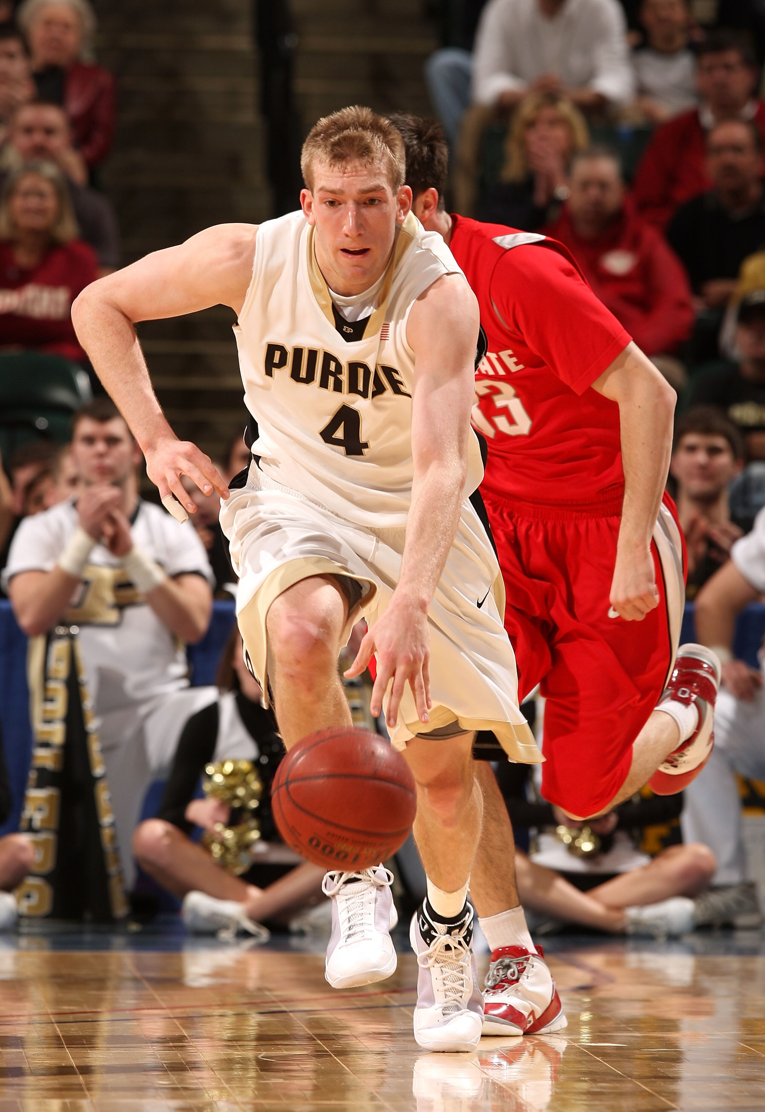 INDIANAPOLIS - MARCH 15:  Robbie Hummel #4 of the Purdue Boilermakers brings the ball up court against the Ohio State Buckeyes during the final of the Big Ten Men's Basketball Tournament at Conseco Fieldhouse on March 15, 2009 in Indianapolis, Indiana.  (