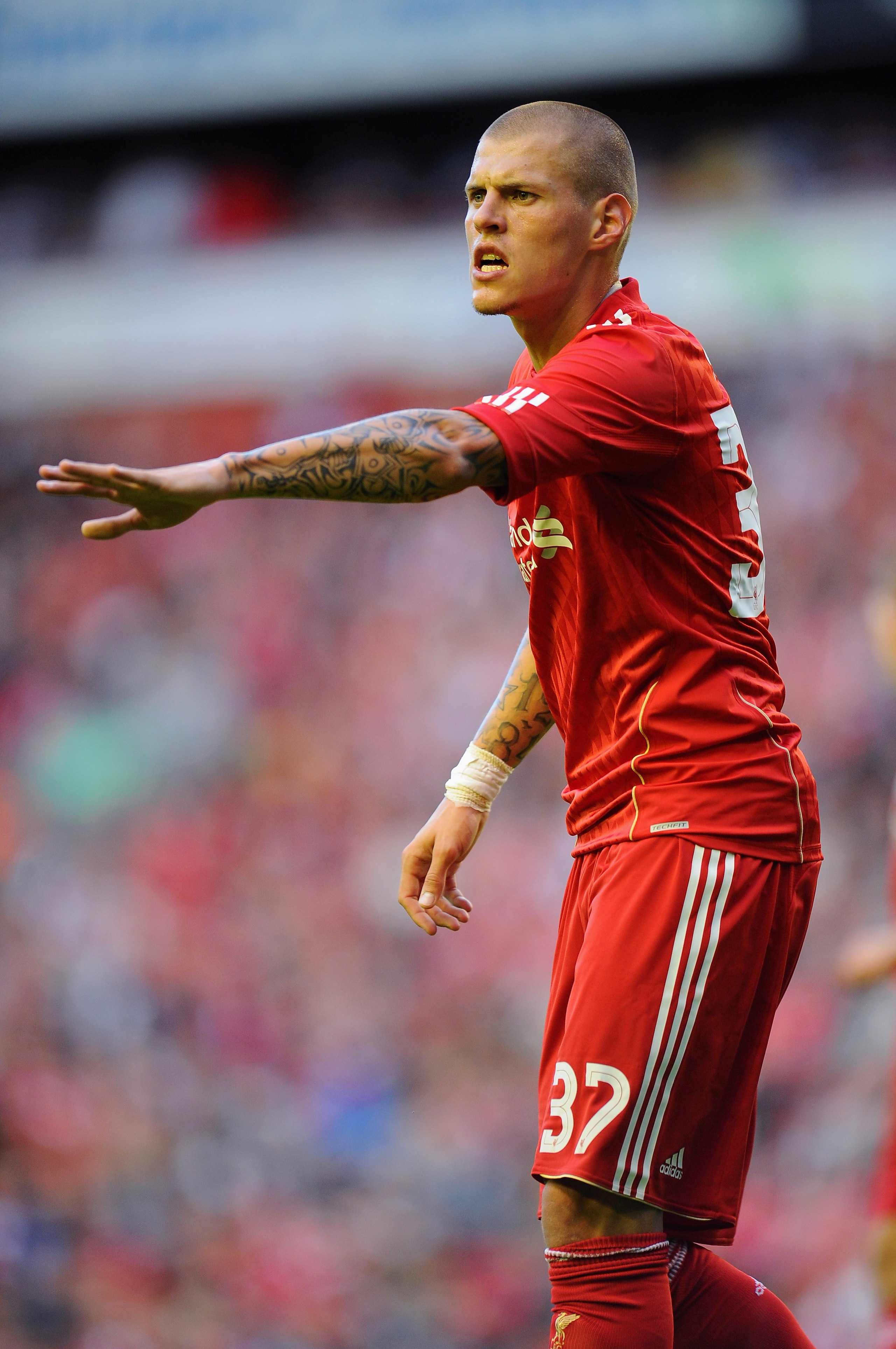 LIVERPOOL, ENGLAND - AUGUST 05:  Martin Skrtel of Liverpool in action during the Europa League, Third Qualifying Round, Second Leg match between Liverpool and FK Rabotnicki at Anfield on August 5, 2010 in Liverpool, England.  (Photo by Clive Mason/Getty I