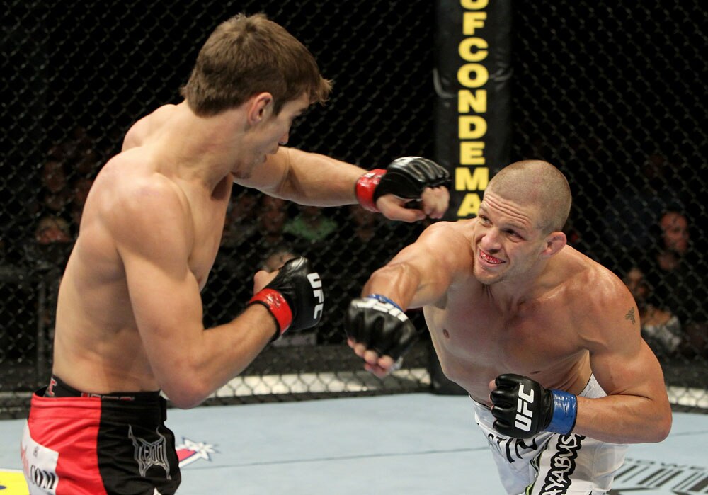 One of the few punches that didn't connect for Mike Pyle.