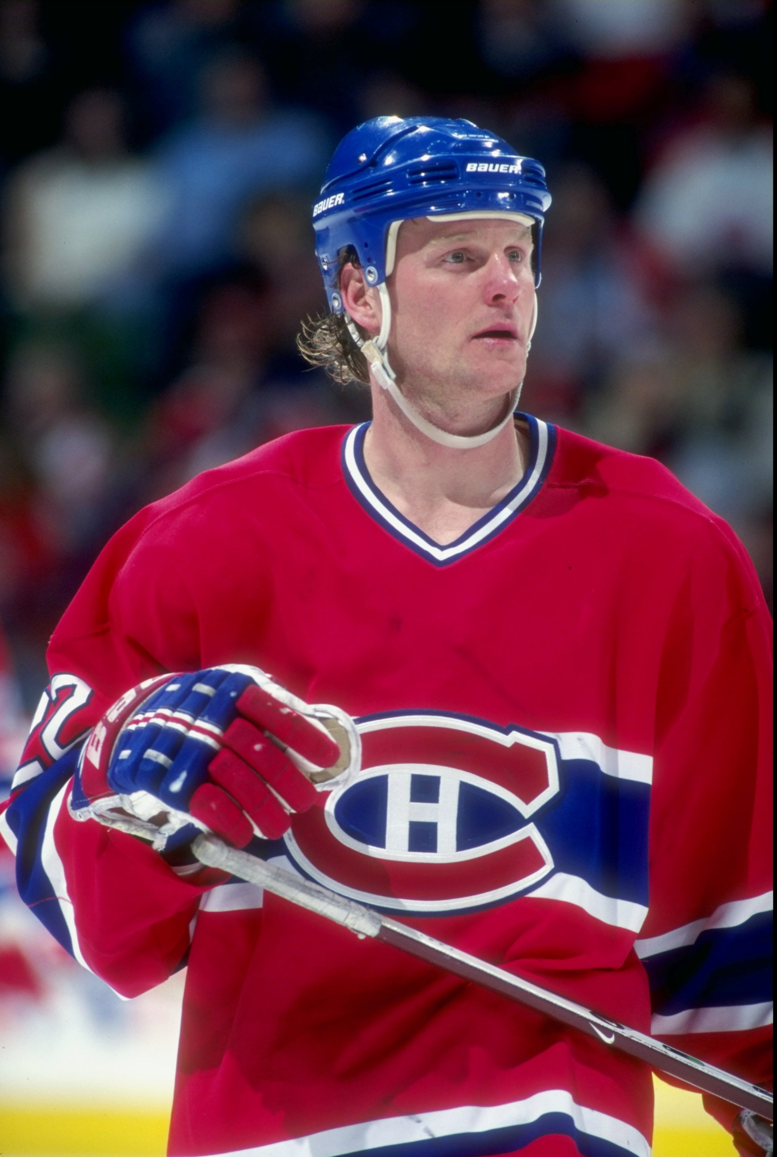 31 Dec, 1997: Dave Manson of the Montreal Canadiens in action during a game against the Calgary Flames at the Canadien Airlines Saddledome in Calgary Canada. Mandatory Credit: Ian Tomlinson  /Allsport
