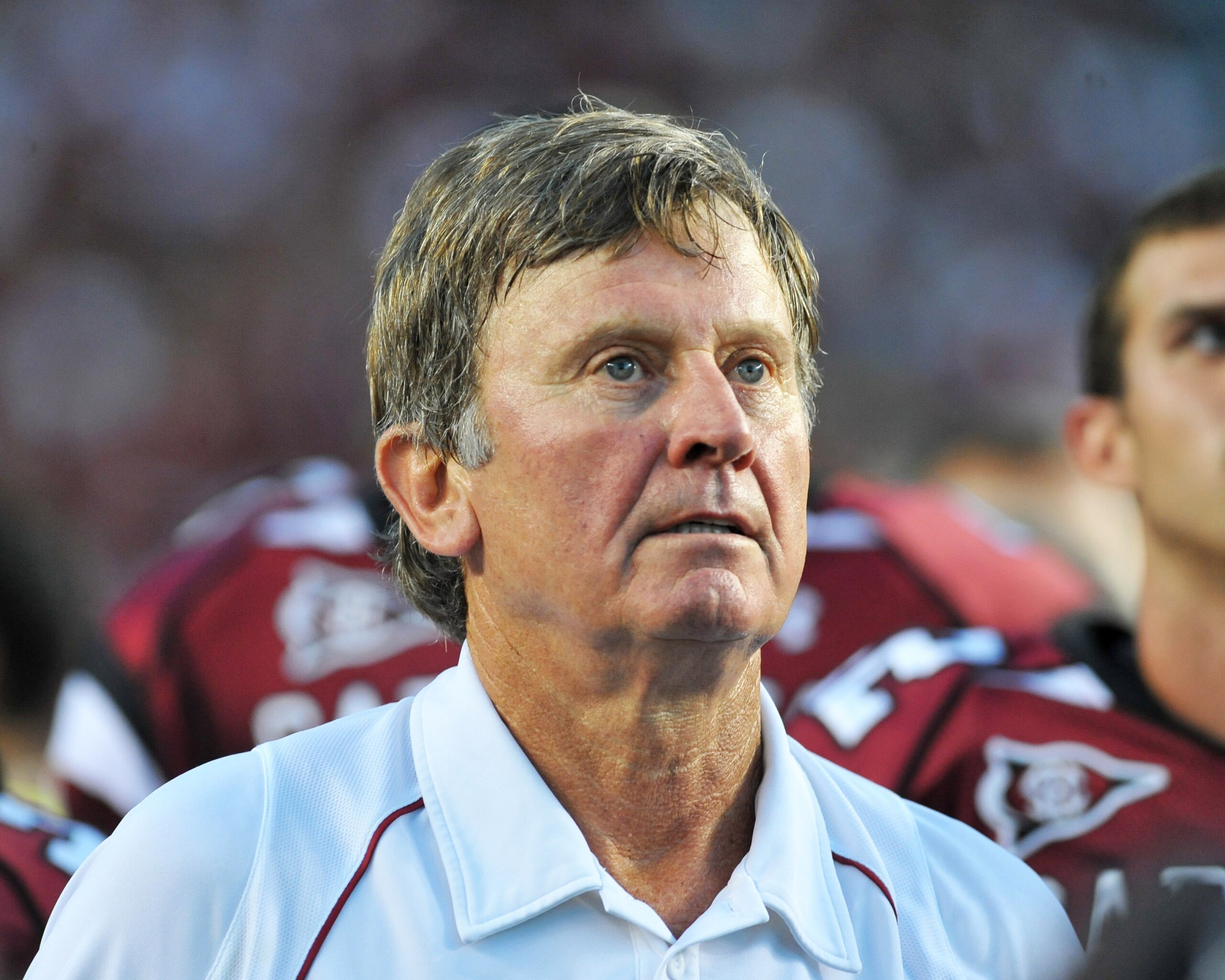 COLUMBIA, SC - OCTOBER 9: Coach Steve Spurrier of the South Carolina Gamecocks checks the scoreboard after play against the Alabama Crimson Tide October 9, 2010 at Williams-Brice Stadium in Columbia, South Carolina.  (Photo by Al Messerschmidt/Getty Image