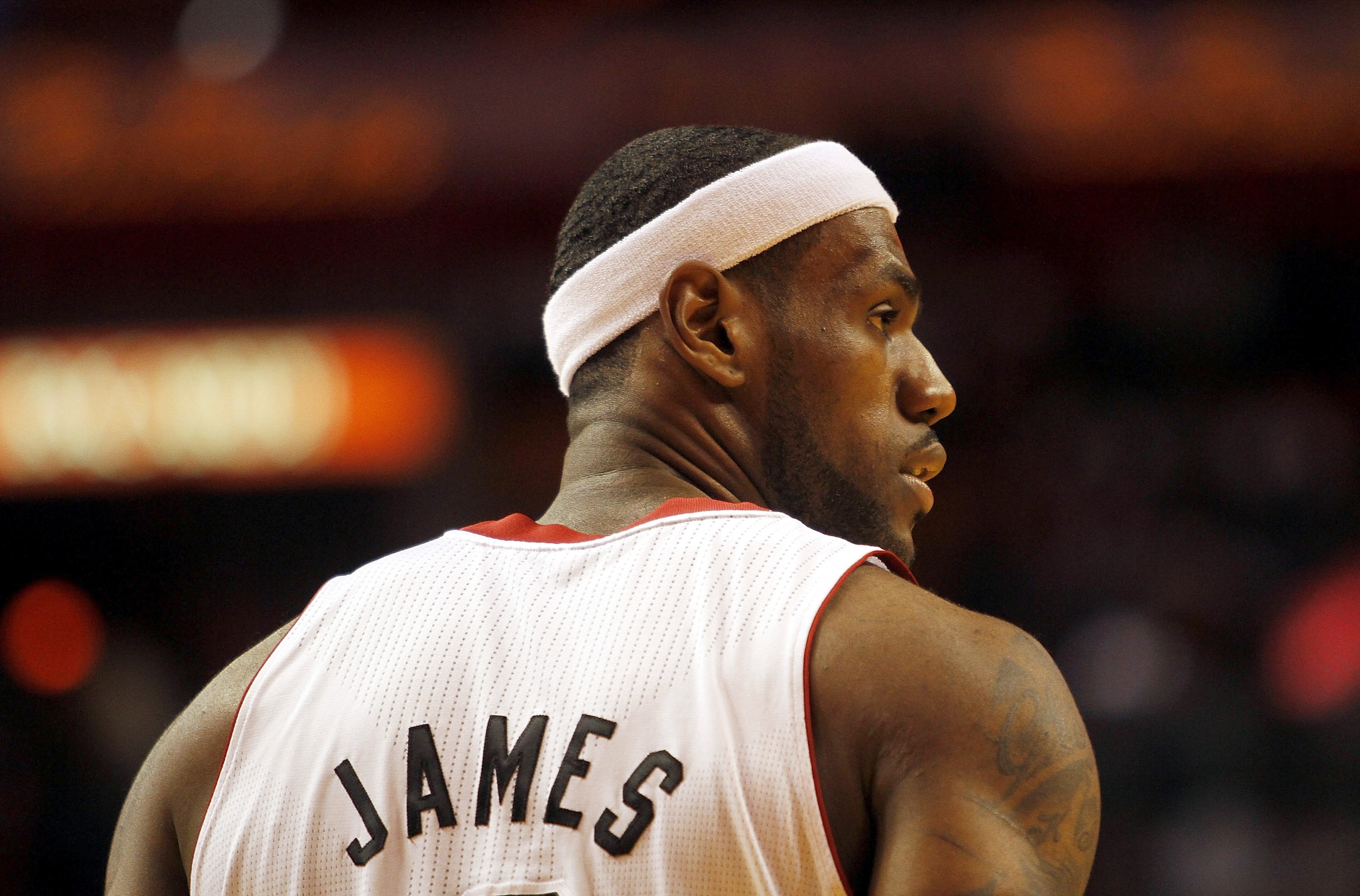 MIAMI - OCTOBER 12:  Forward LeBron James #6 on the court against CSKA Moscow on October 12, 2010 in Miami, Florida.  Miami heat won 96-85 over CSKA Moscow.  NOTE TO USER: User expressly acknowledges and agrees that, by downloading and or using this photo