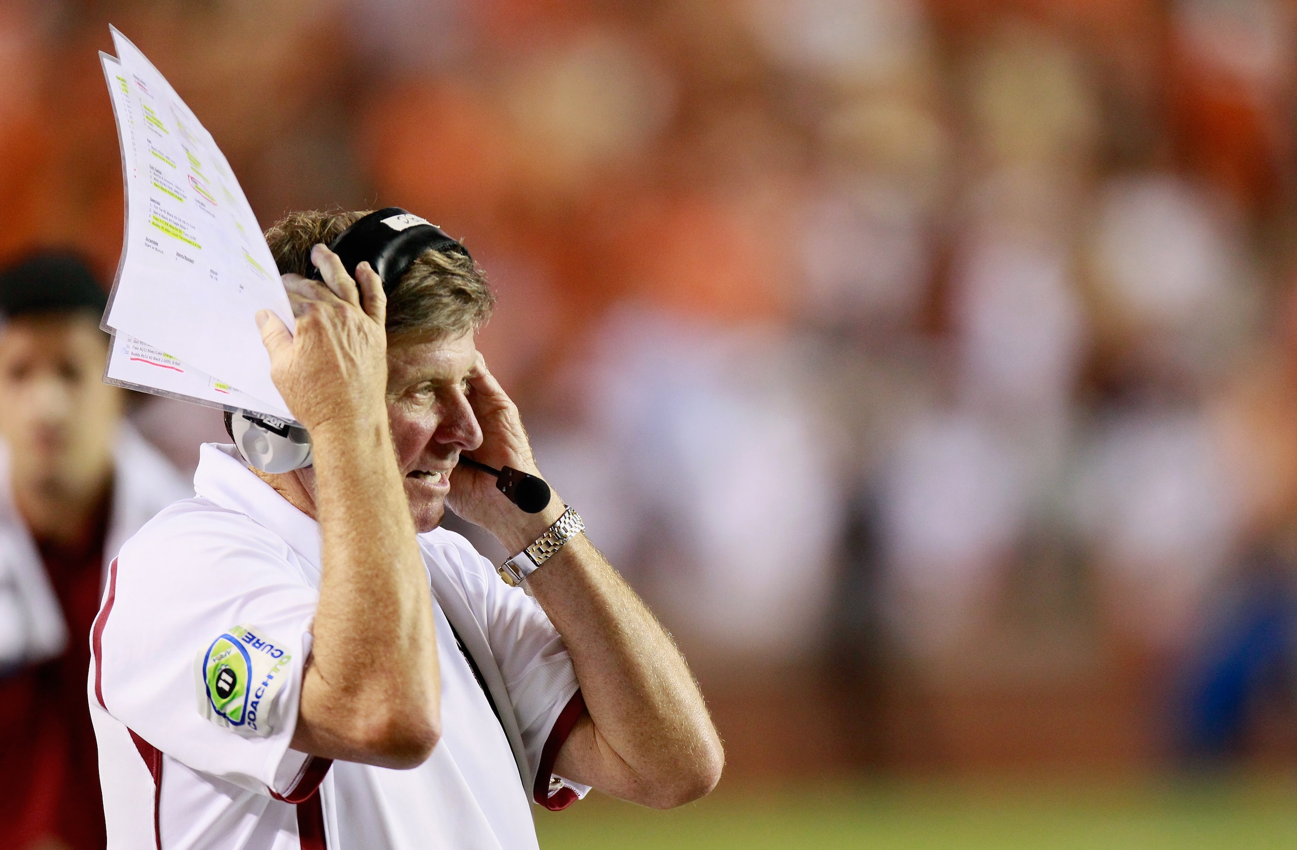 AUBURN, AL - SEPTEMBER 25:  Head coach Steve Spurrier of the South Carolina Gamecocks against the Auburn Tigers at Jordan-Hare Stadium on September 25, 2010 in Auburn, Alabama.  (Photo by Kevin C. Cox/Getty Images)