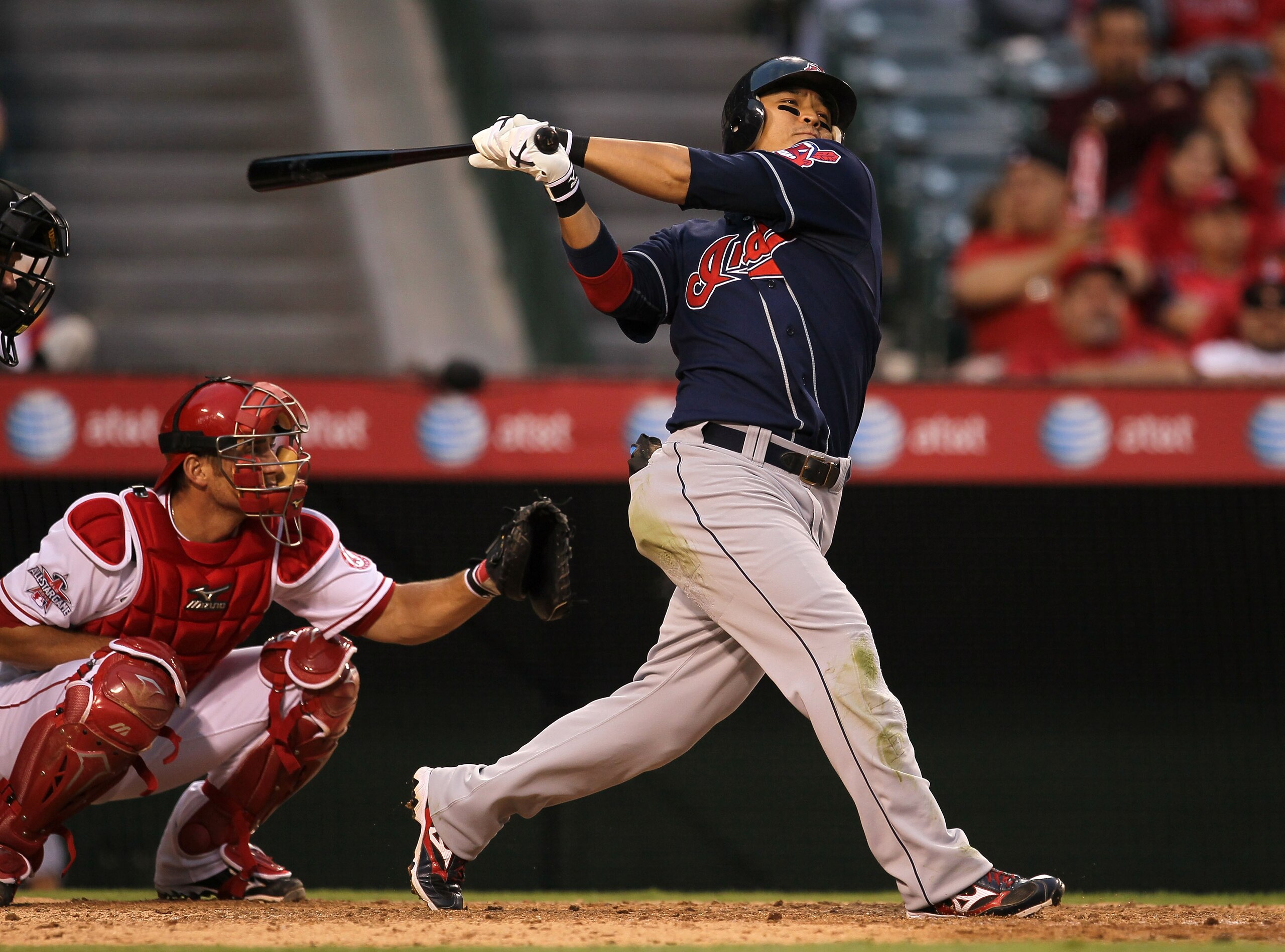 ANAHEIM, CA - SEPTEMBER 08: Shin-Soo Choo #17 of the Cleveland Indian bats against the Los Angeles Angels of Anaheim on September 8, 2010 at Angel Stadium in Anaheim, California. The Angels won 4-3 in 16 innings. (Photo by Stephen Dunn/Getty Images) ANAHEIM, CA - SEPTEMBER 08: Shin-Soo Choo #17 of the Cleveland Indian bats against the Los Angeles Angels of Anaheim on September 8, 2010 at Angel Stadium in Anaheim, California. The Angels won 4-3 in 16 innings. (Photo by Stephen Dunn/Getty Images)