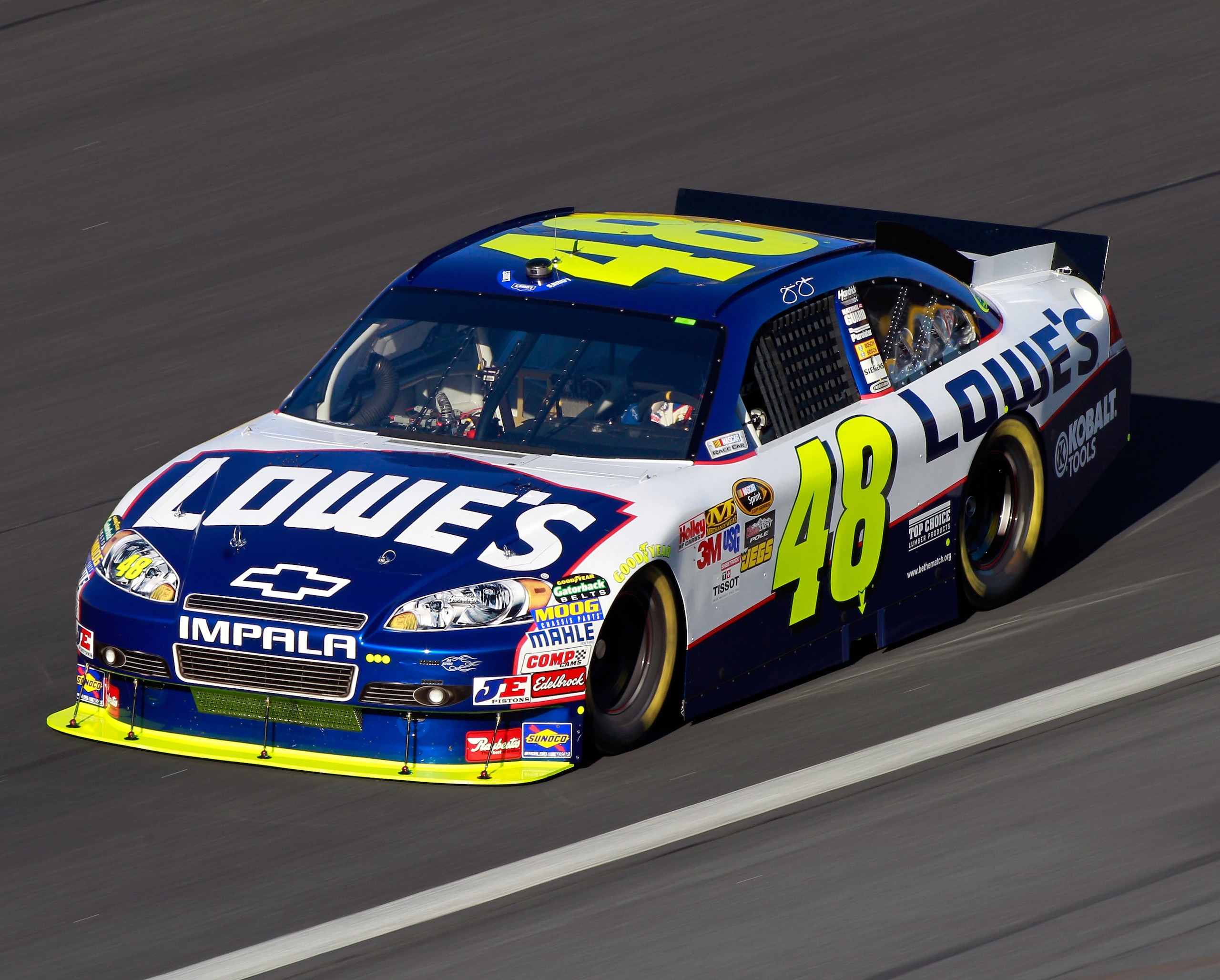 CONCORD, NC - OCTOBER 15:  Jimmie Johnson drives the #48 Lowe's Chevrolet during practice for the NASCAR Sprint Cup Series Bank of America 500 at Charlotte Motor Speedway on October 15, 2010 in Concord, North Carolina.  (Photo by Sam Greenwood/Getty Image