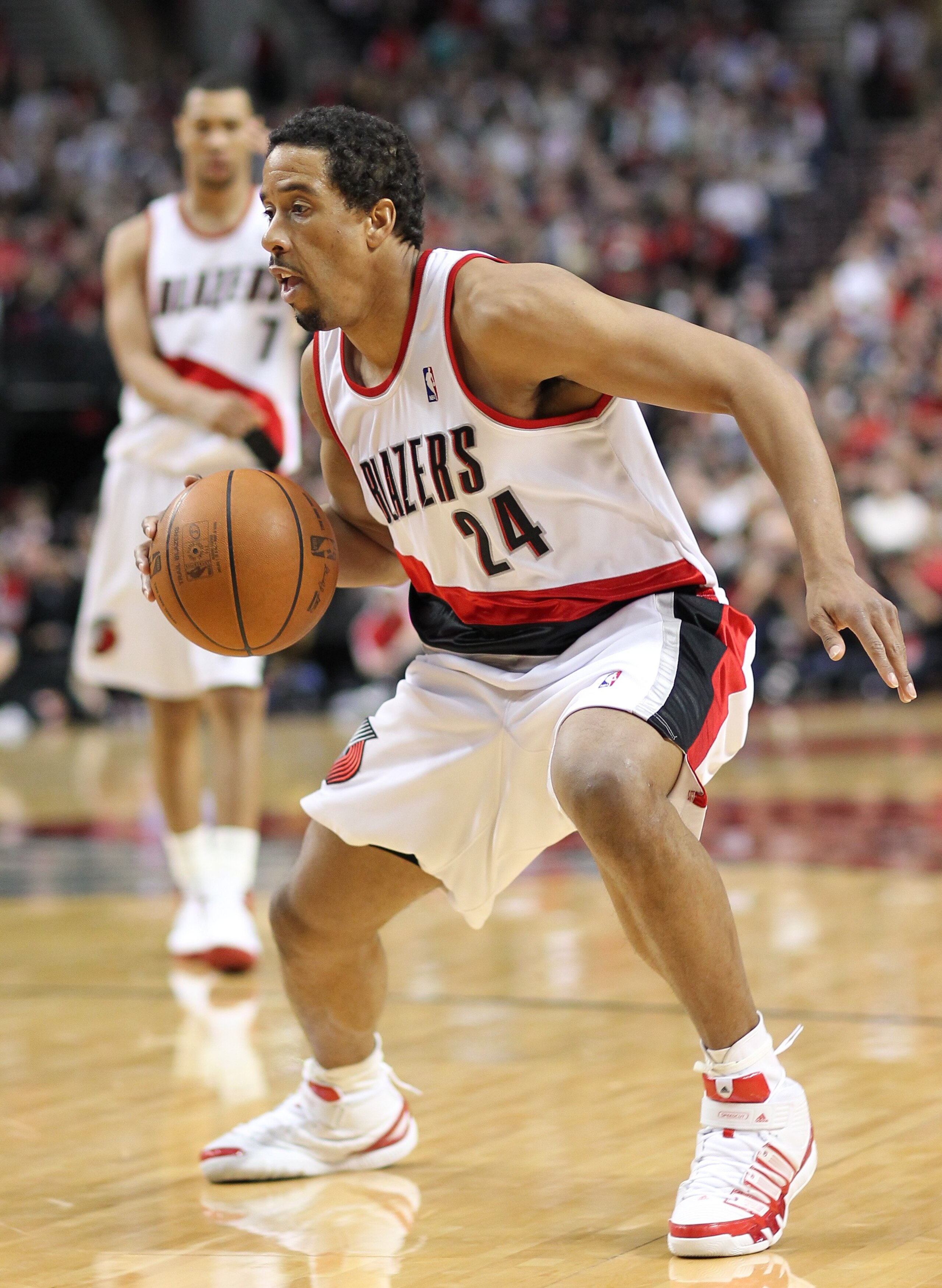PORTLAND, OR - APRIL 29:  Andre Miller #24 of the Portland Trail Blazers in action against the Phoenix Suns during Game Six of the Western Conference Quarterfinals of the NBA Playoffs on April 29, 2010 at the Rose Garden in Portland, Oregon. The Suns defe