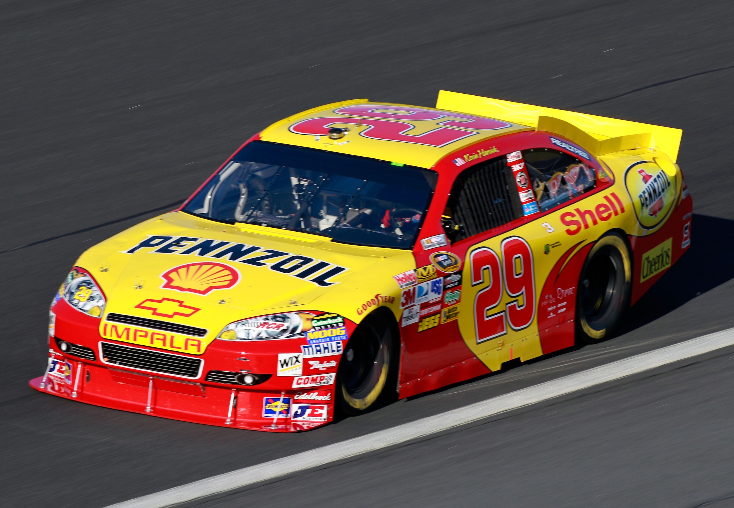 CONCORD, NC - OCTOBER 15:  Kevin Harvick drives the #29 Shell/Pennzoil Chevrolet during practice for the NASCAR Sprint Cup Series Bank of America 500 at Charlotte Motor Speedway on October 15, 2010 in Concord, North Carolina.  (Photo by Sam Greenwood/Gett