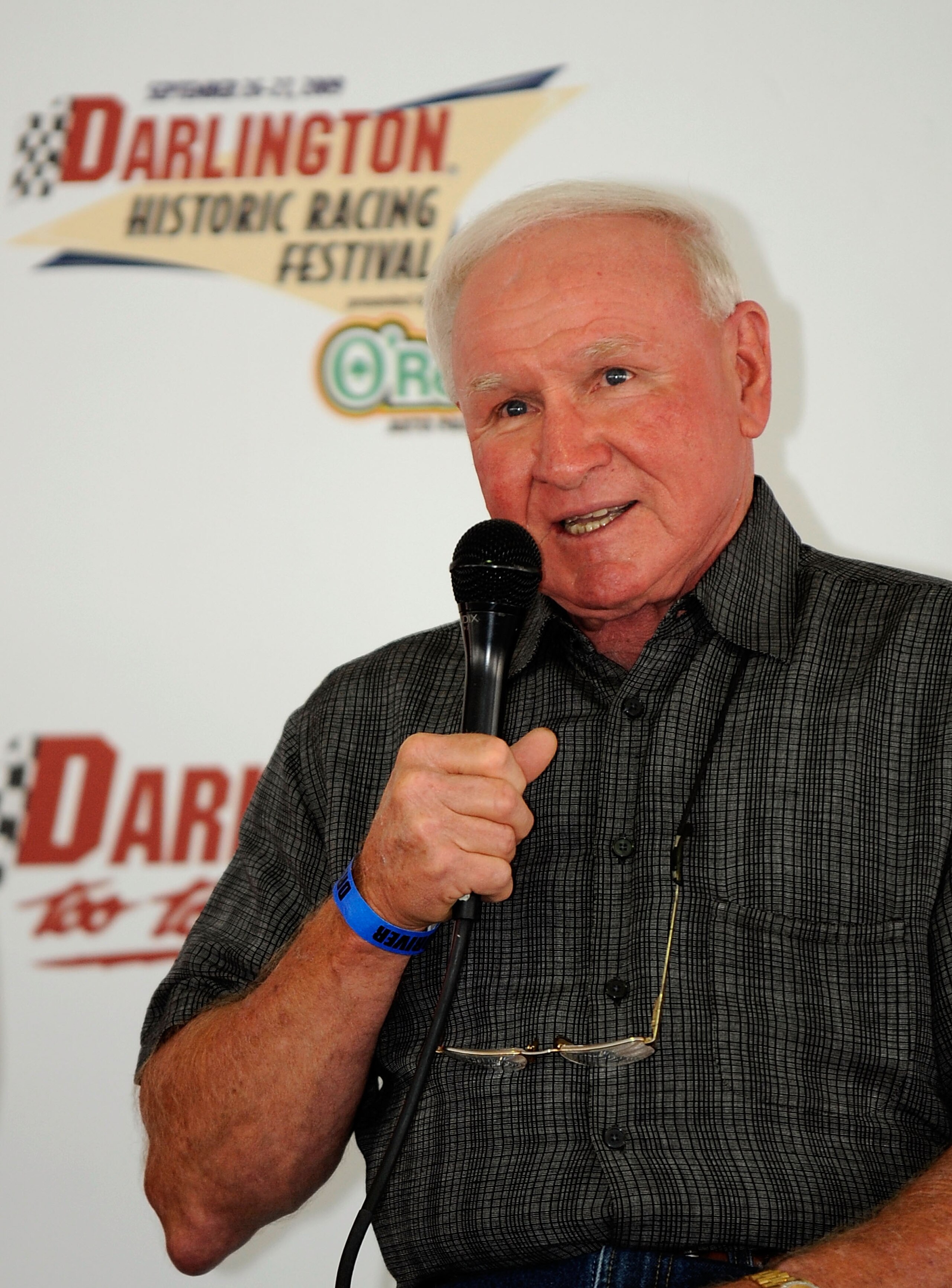 DARLINGTON, SC - SEPTEMBER 26: NASCAR legend Cale Yarborough speaks to fans during the Darlington Historic Racing Festival on September 26, 2009 at Darlington Raceway in Darlington, South Carolina. (Photo by Rusty Jarrett/Getty Images) DARLINGTON, SC - SEPTEMBER 26: NASCAR legend Cale Yarborough speaks to fans during the Darlington Historic Racing Festival on September 26, 2009 at Darlington Raceway in Darlington, South Carolina. (Photo by Rusty Jarrett/Getty Images)