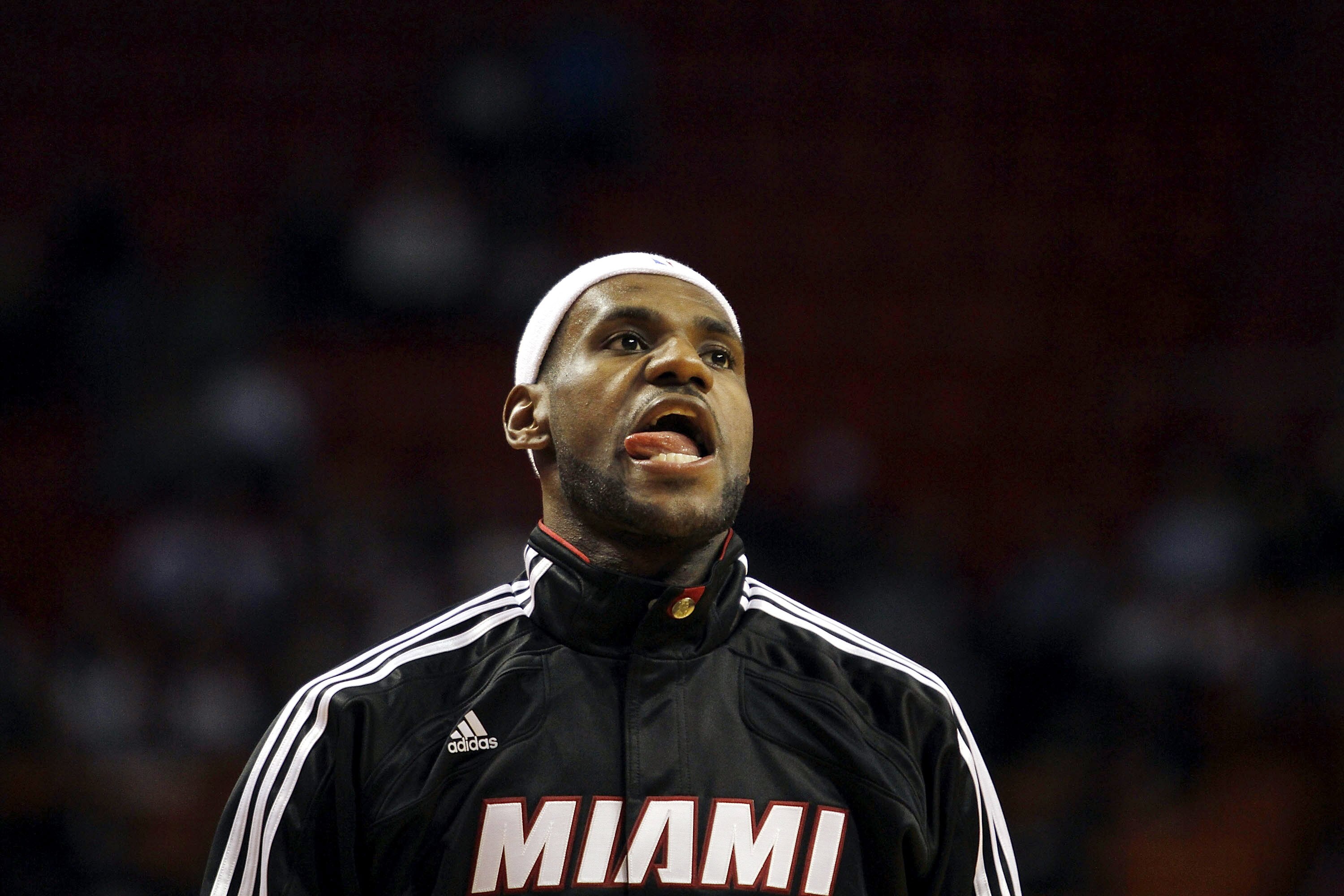 MIAMI - OCTOBER 12:  Forward LeBron James #6 on the court against CSKA Moscow on October 12, 2010 in Miami, Florida.  Miami heat won 96-85 over CSKA Moscow.  NOTE TO USER: User expressly acknowledges and agrees that, by downloading and or using this photo
