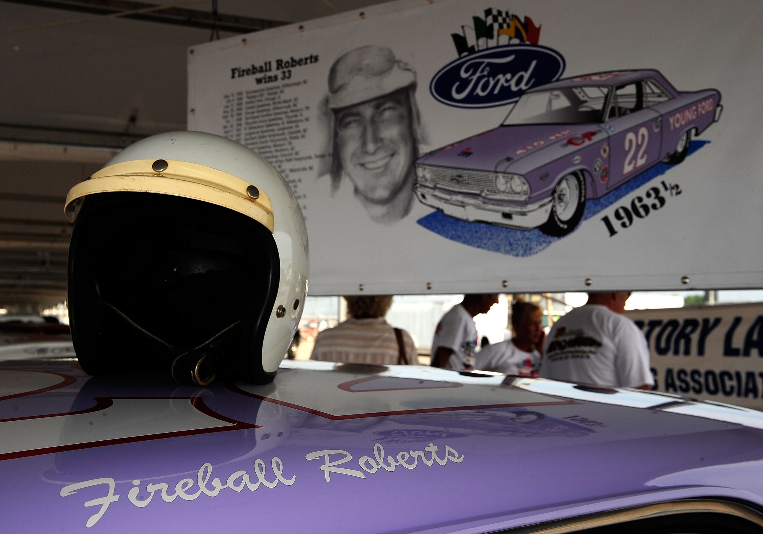 DARLINGTON, SC - AUGUST 31: A display to remember driver Fireball Roberts in the garage area during the Darlington Vintage Racing Festival at Darlington Raceway on August 31, 2008 in Darlington, South Carolina. (Photo by Rusty Jarrett/Getty Images) DARLINGTON, SC - AUGUST 31: A display to remember driver Fireball Roberts in the garage area during the Darlington Vintage Racing Festival at Darlington Raceway on August 31, 2008 in Darlington, South Carolina. (Photo by Rusty Jarrett/Getty Images)
