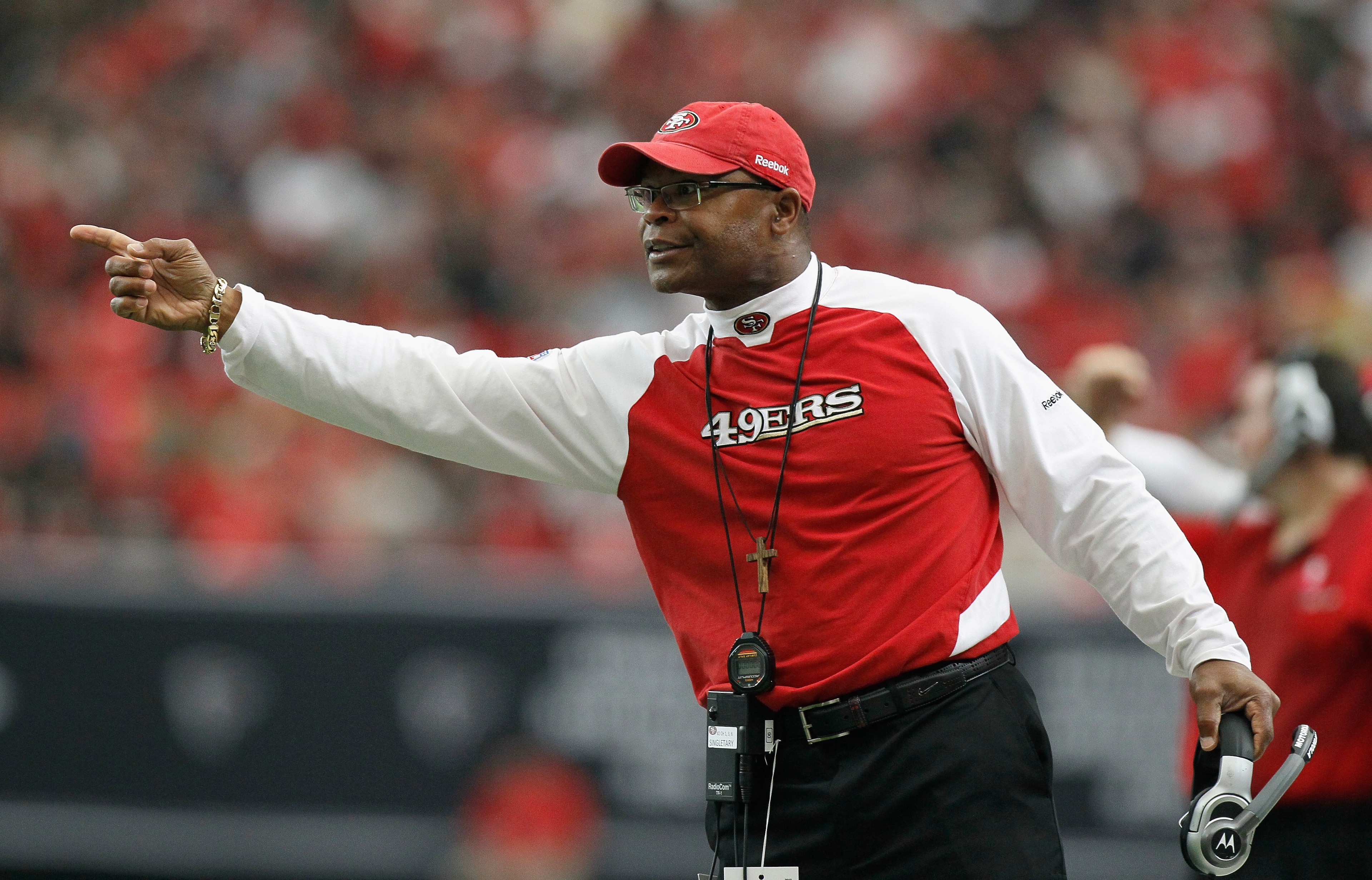 ATLANTA - OCTOBER 03:  Head coach Mike Singletary of the San Francisco 49ers against the Atlanta Falcons at Georgia Dome on October 3, 2010 in Atlanta, Georgia.  (Photo by Kevin C. Cox/Getty Images)