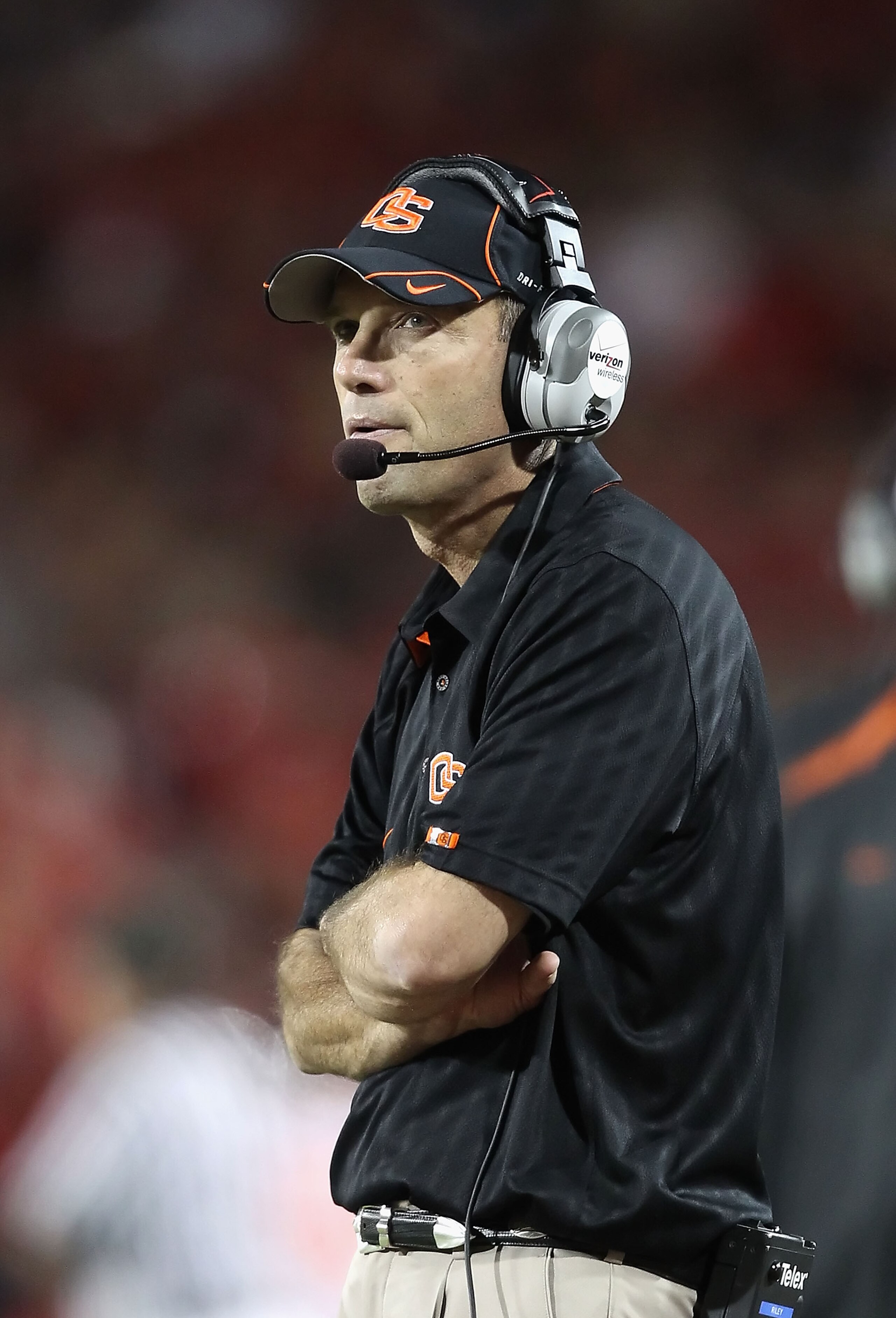 TUCSON, AZ - OCTOBER 09:  Head coach Mike Riley of the Oregon State Beavers during the college football game against the Arizona Wildcats at Arizona Stadium on October 9, 2010 in Tucson, Arizona.   The Beavers defeated the Wildcats 29-27.  (Photo by Chris