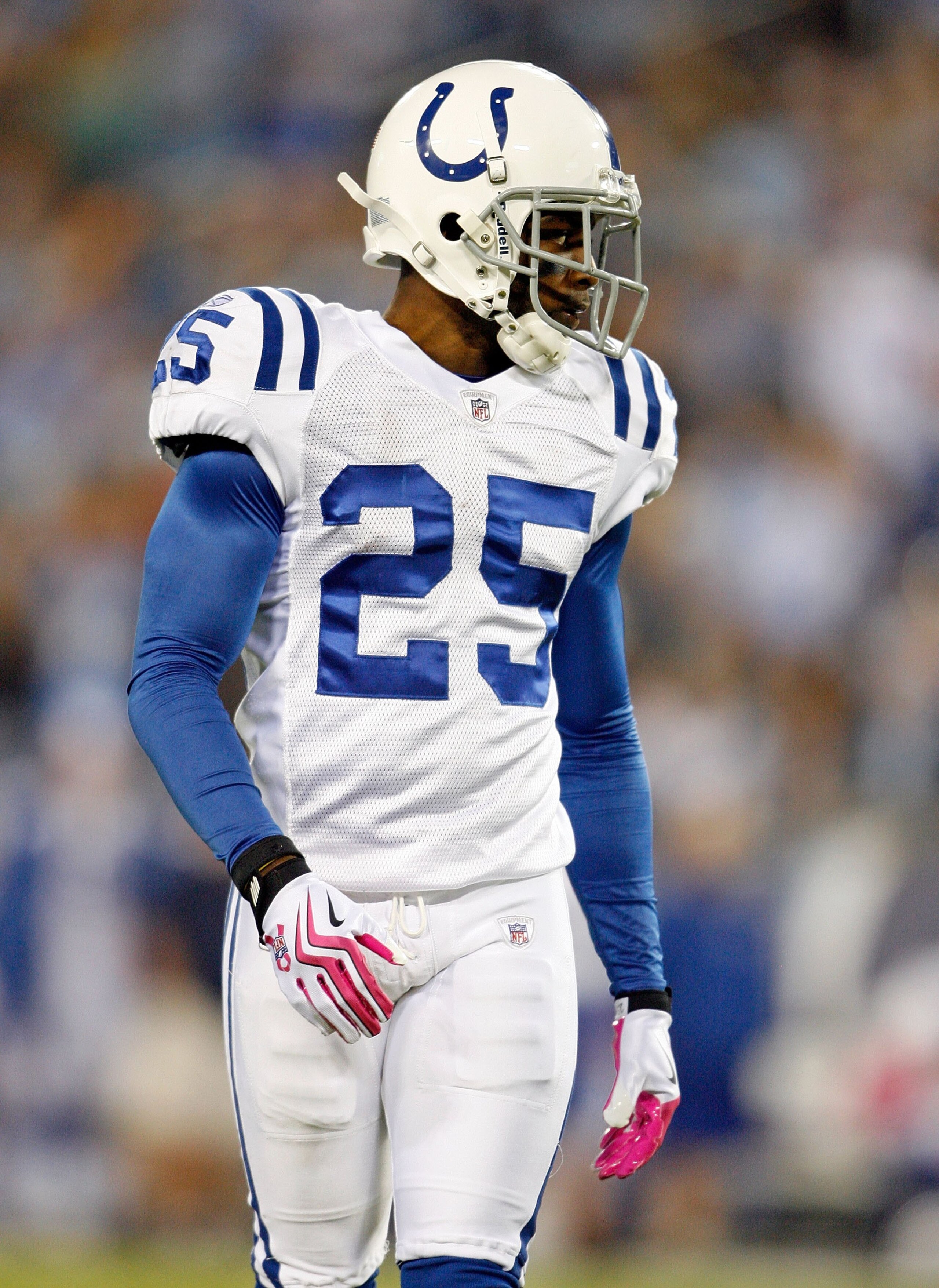 NASHVILLE, TN - OCTOBER 11:  Jerraud Powers #25 of the Indianapolis Colts looks on during the NFL game against the Tennessee Titans at LP Field on October 11, 2009 in Nashville, Tennessee. The Colts defeated the Titans 31-9.  (Photo by Andy Lyons/Getty Im