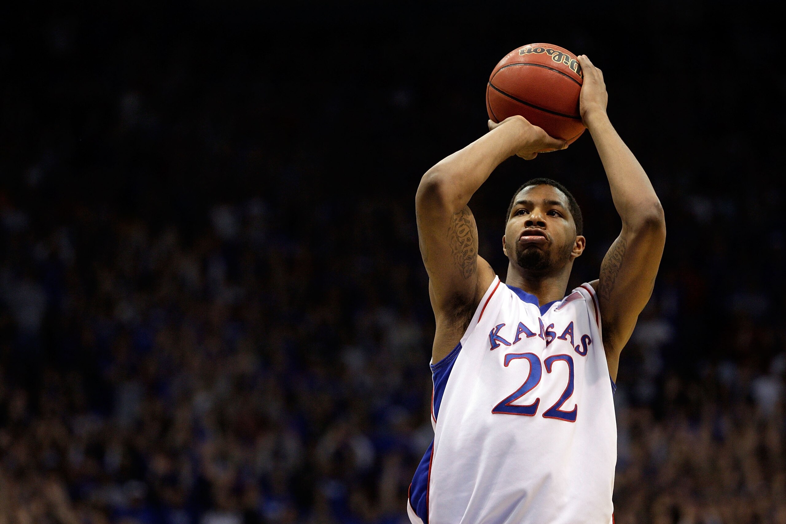 LAWRENCE, KS - DECEMBER 22: Marcus Morris #22 of the Kansas Jayhawks shoots a free throw during the game against the California Golden Bears on December 22, 2009 at Allen Fieldhouse in Lawrence, Kansas. (Photo by Jamie Squire/Getty Images) LAWRENCE, KS - DECEMBER 22: Marcus Morris #22 of the Kansas Jayhawks shoots a free throw during the game against the California Golden Bears on December 22, 2009 at Allen Fieldhouse in Lawrence, Kansas. (Photo by Jamie Squire/Getty Images)