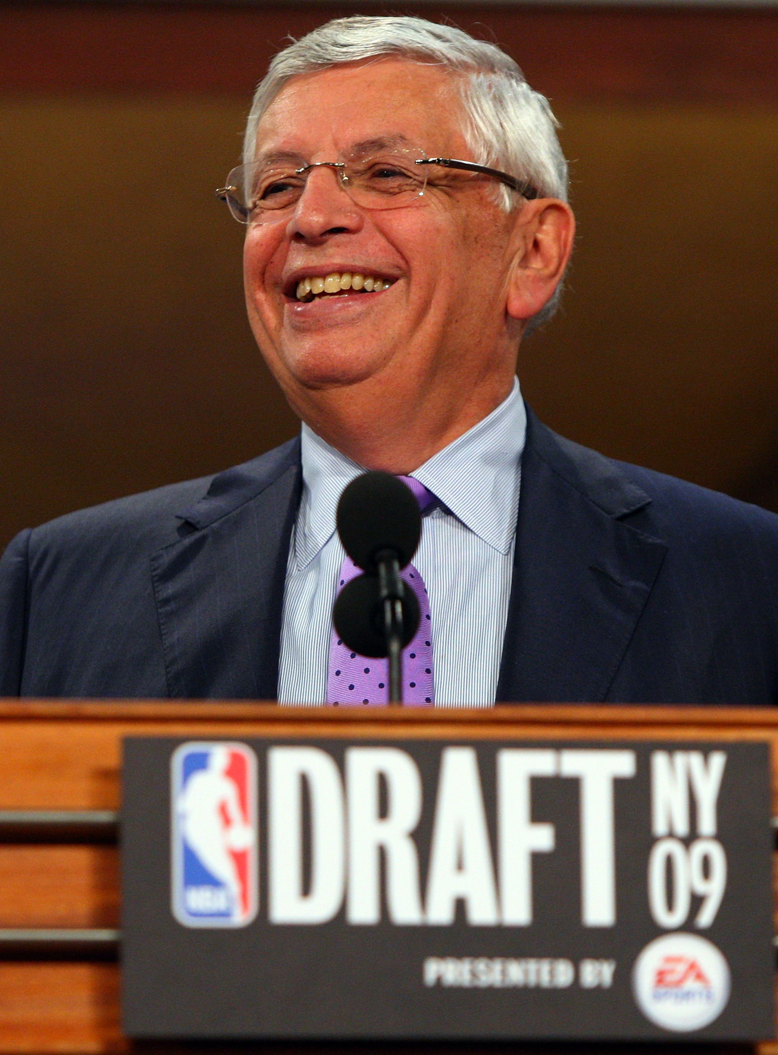 NEW YORK - JUNE 25: NBA Commissioner David Stern rehearses prior to the 2009 NBA Draft at the Wamu Theatre at Madison Square Garden June 25, 2009 in New York City. NOTE TO USER: User expressly acknowledges and agrees that, by downloading and/or using thi NEW YORK - JUNE 25: NBA Commissioner David Stern rehearses prior to the 2009 NBA Draft at the Wamu Theatre at Madison Square Garden June 25, 2009 in New York City. NOTE TO USER: User expressly acknowledges and agrees that, by downloading and/or using thi