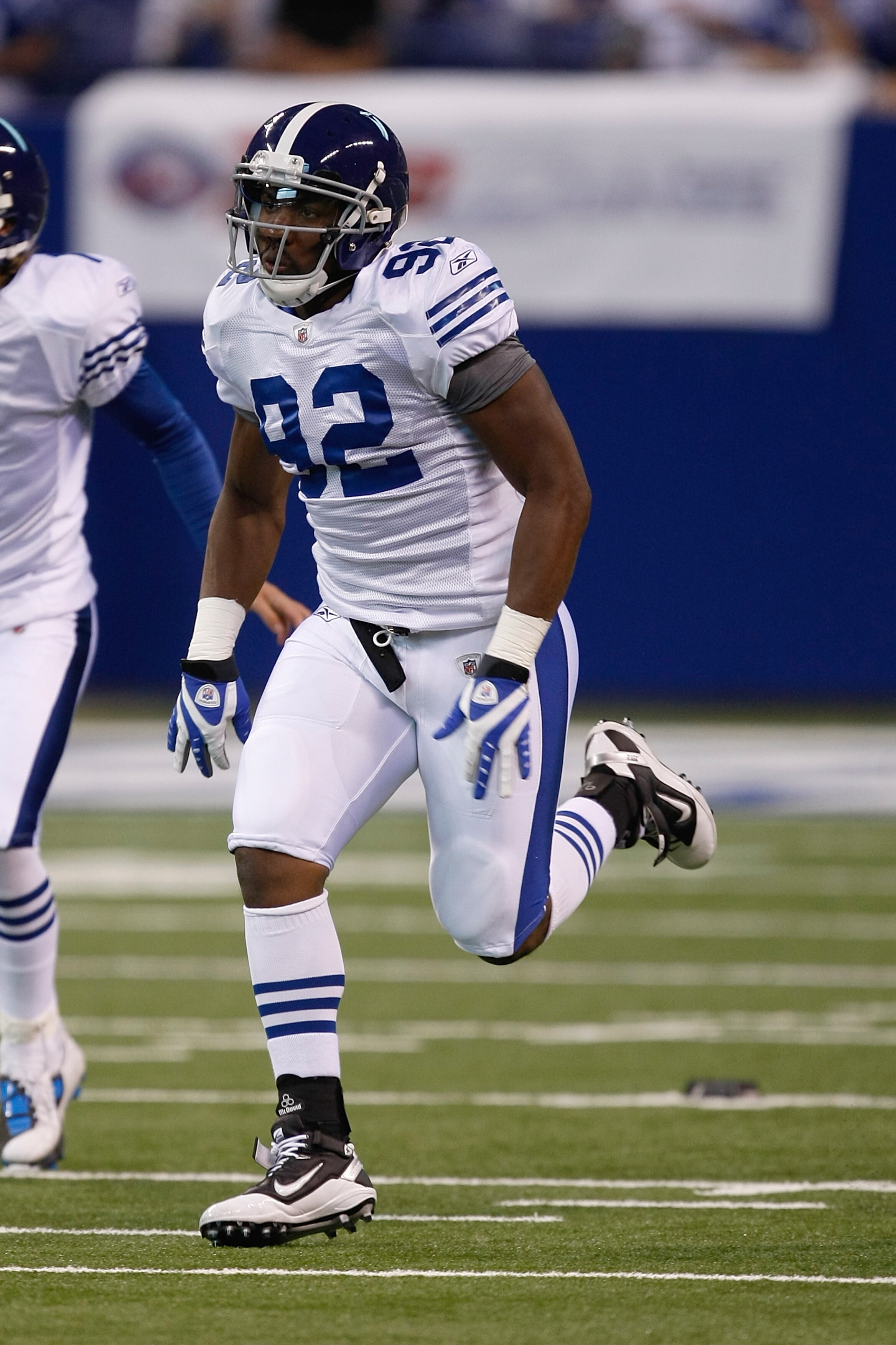 INDIANAPOLIS, IN - AUGUST 15: Jerry Hughes #92 of the Indianapolis Colts runs during the preseason game against the San Francisco 49ers at Lucas Oil Stadium on August 15, 2010 in Indianapolis, Indiana.  (Photo by Scott Boehm/Getty Images)