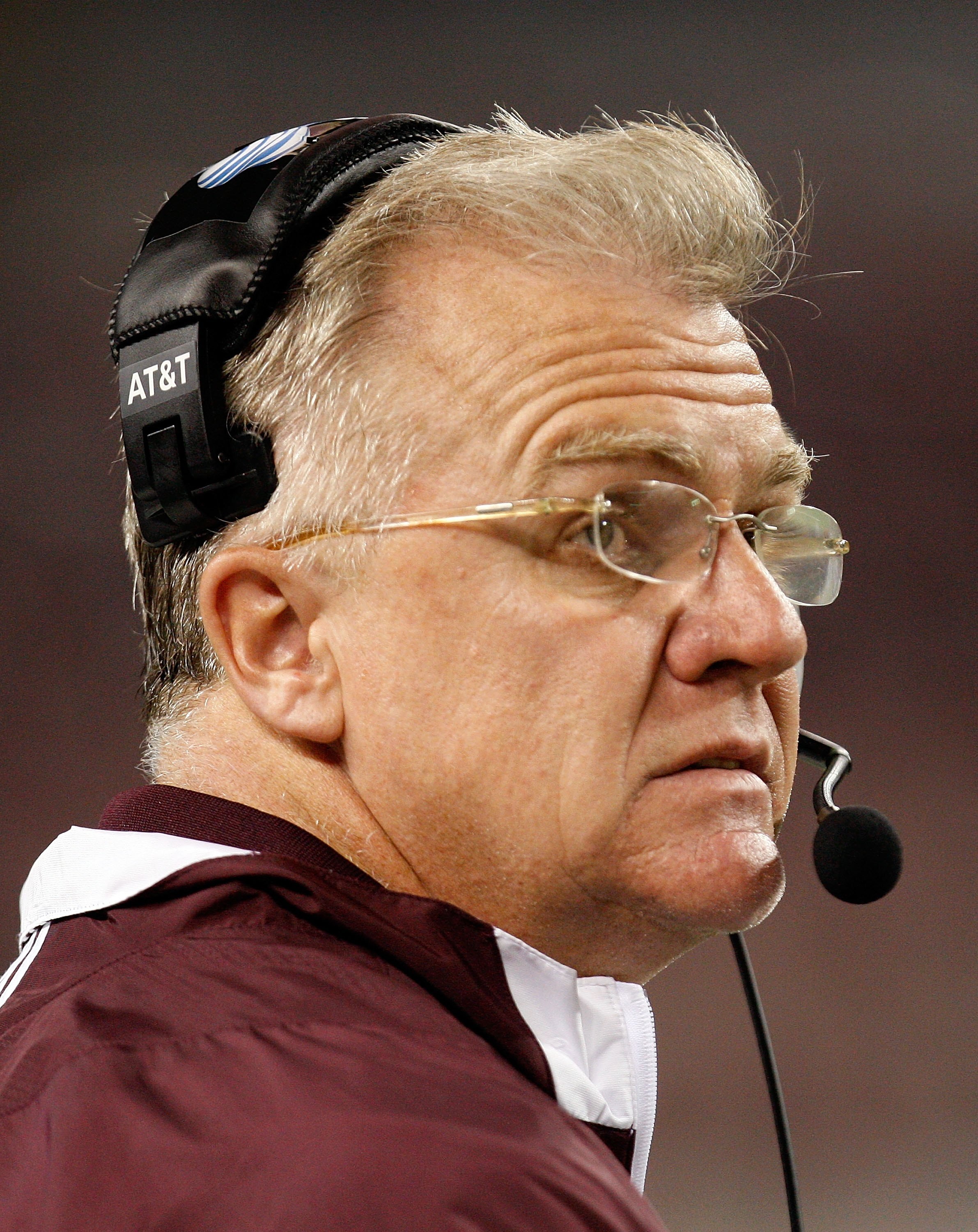 ARLINGTON, TX - OCTOBER 03:  Head coach Mike Sherman of the Texas A&M Aggies at Cowboys Stadium on October 3, 2009 in Arlington, Texas.  (Photo by Ronald Martinez/Getty Images)