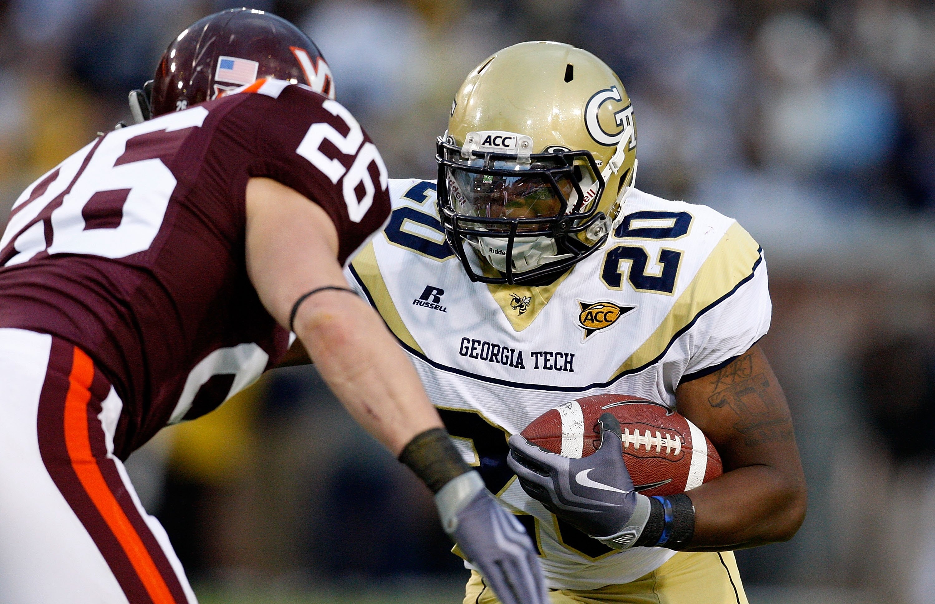 ATLANTA - OCTOBER 17:  Roddy Jones #20 of the Georgia Tech Yellow Jackets against the Virginia Tech Hokies at Bobby Dodd Stadium on October 17, 2009 in Atlanta, Georgia.  (Photo by Kevin C. Cox/Getty Images)