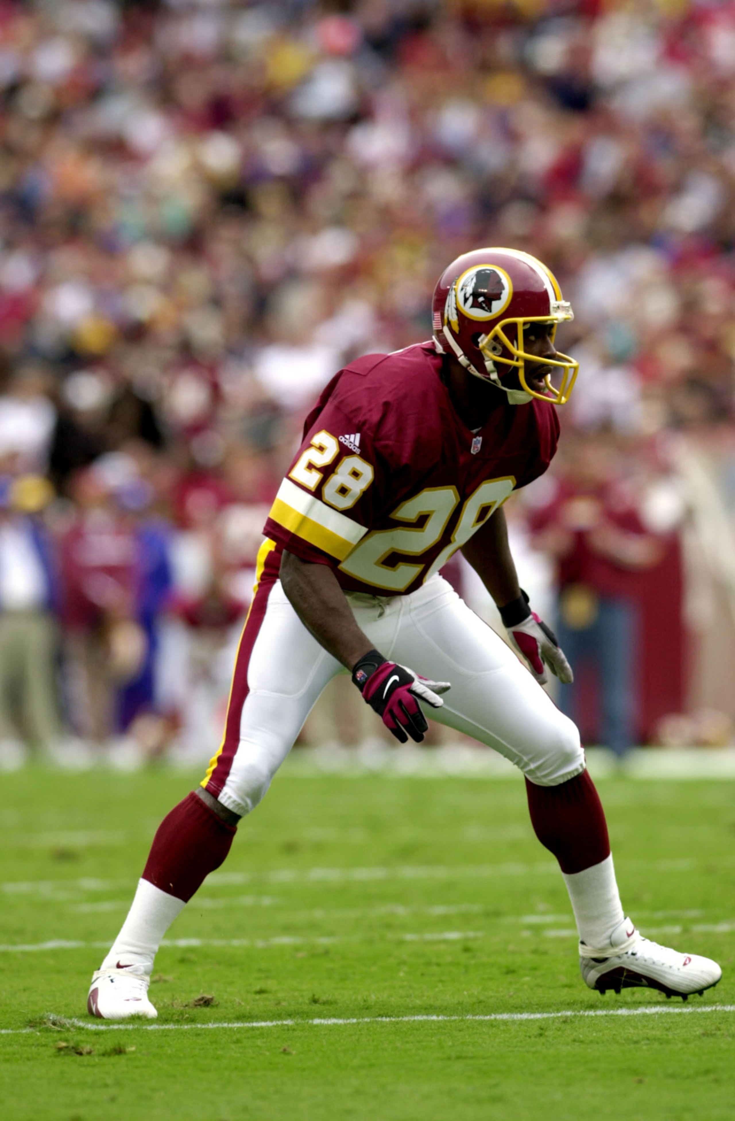 30 Sept 01: Darrell Green #28 of the Washington Redskins during the game against the Kansas City Chiefs at Fed Ex Field in Landover, Maryland. The Chiefs defeat the Redskins 45-13. DIGITAL IMAGE. Mandatory Credit: Doug Pensinger/Allsport.