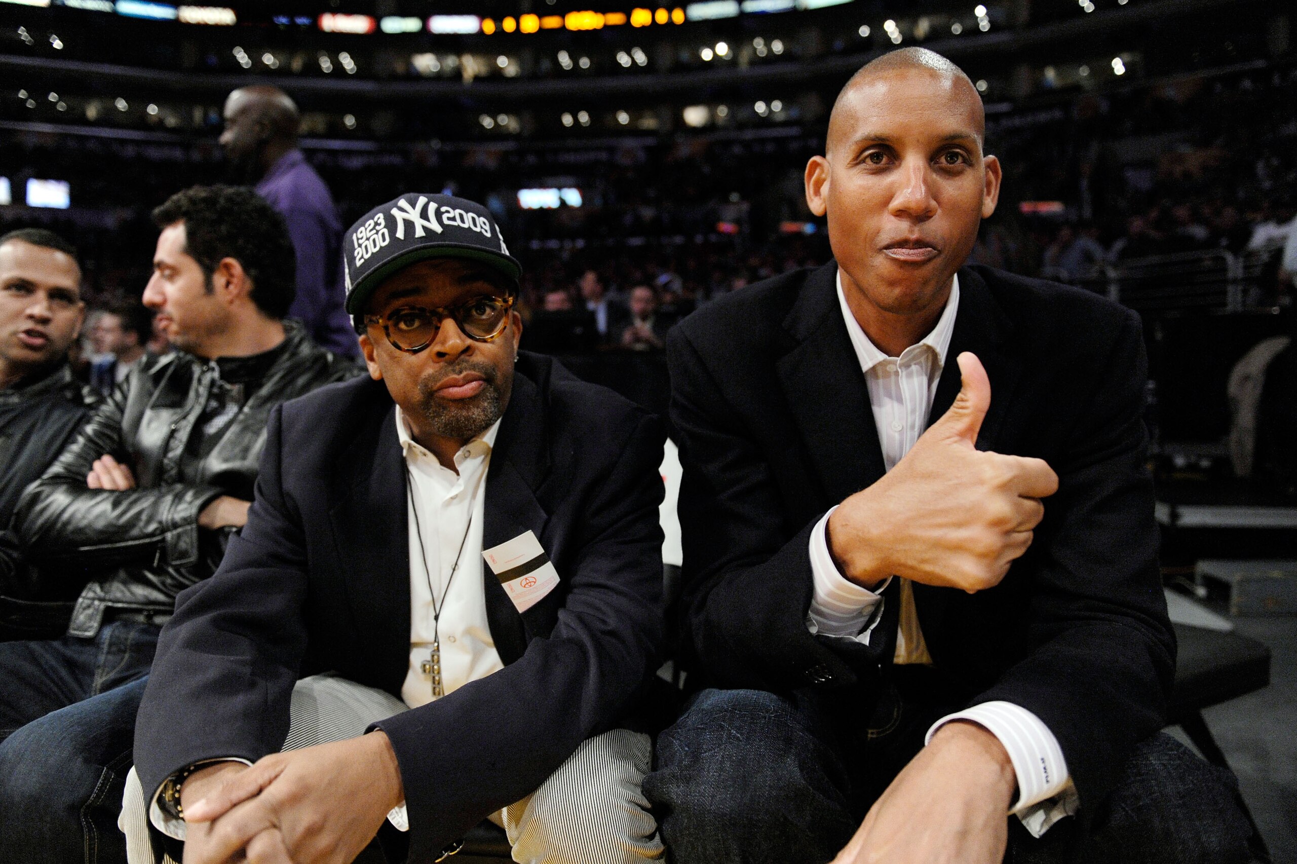 LOS ANGELES, CA - NOVEMBER 24: Former NBA star Reggie Miller of the Indiana Pacers and film maker Spike Lee look on during the NBA game between the New York Knicks and Los Angeles Lakers Staples Center on November 24, 2009 in Los Angeles, California. NOT LOS ANGELES, CA - NOVEMBER 24: Former NBA star Reggie Miller of the Indiana Pacers and film maker Spike Lee look on during the NBA game between the New York Knicks and Los Angeles Lakers Staples Center on November 24, 2009 in Los Angeles, California. NOT