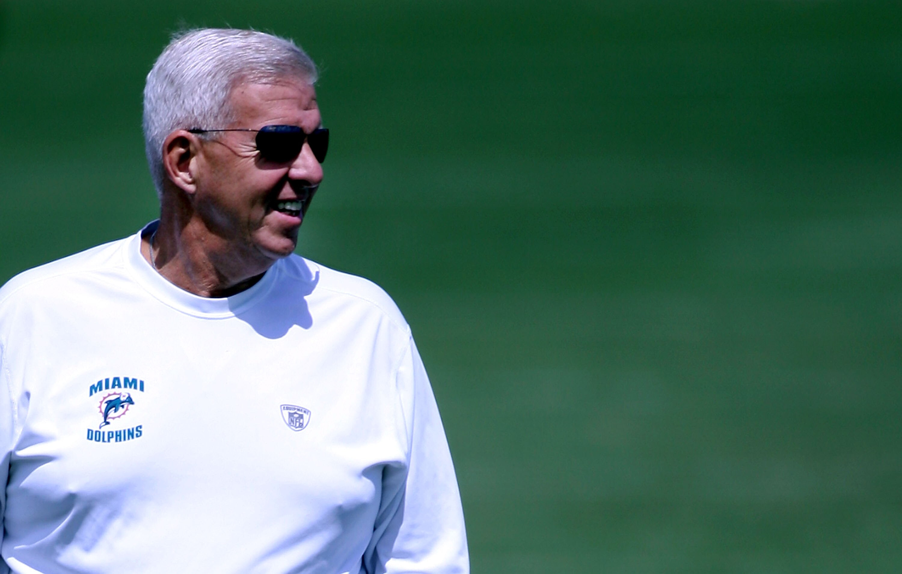 DAVIE, FL - JUNE 06:  Executive Vice President of Football Operations Bill Parcells watches practice during Miami Dolphins Mini Camp on June 6, 2008 at the Dolphins practice facility in Davie, Florida.   (Photo by Marc Serota/Getty Images)