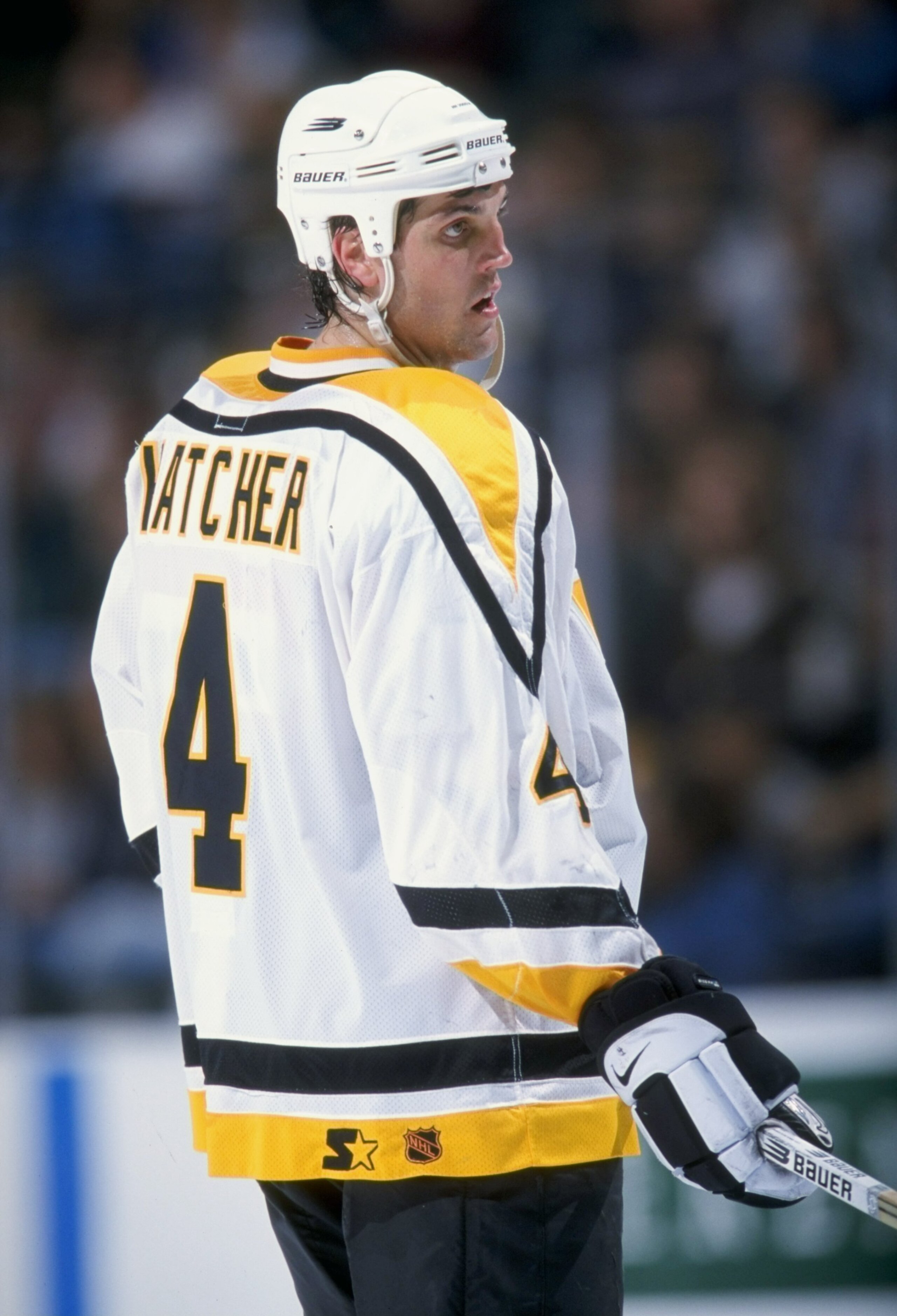 22 Mar 1998:  Defenseman Kevin Hatcher of the Pittsburgh Penguins in action during a game against the Dallas Stars at the Reunion Arena in Dallas, Texas. The Stars and Penguins tied 0-0. Mandatory Credit: Stephen Dunn  /Allsport