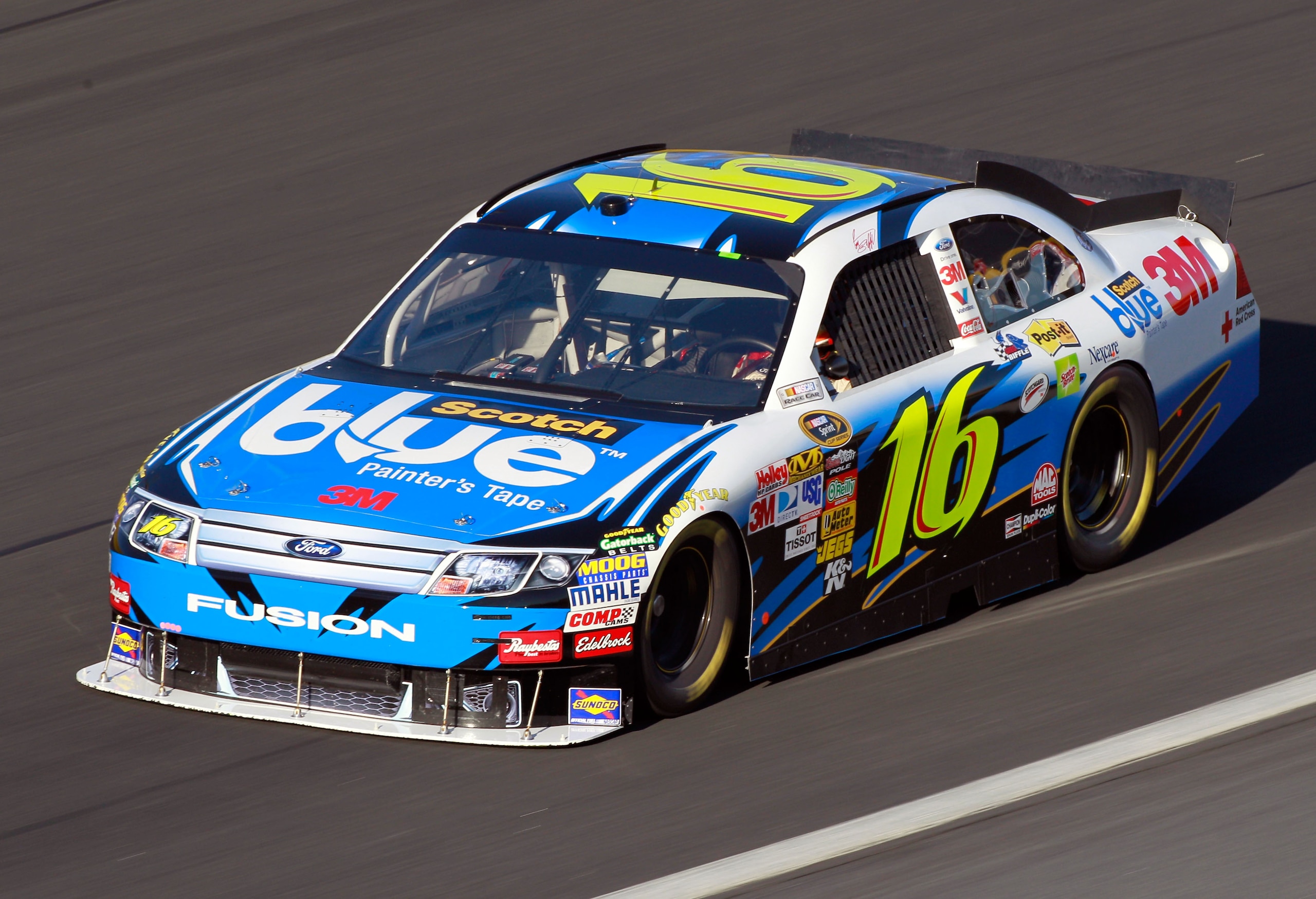 CONCORD, NC - OCTOBER 15:  Greg Biffle drives the #16 Scotch Blue Ford during practice for the NASCAR Sprint Cup Series Bank of America 500 at Charlotte Motor Speedway on October 15, 2010 in Concord, North Carolina.  (Photo by Sam Greenwood/Getty Images)