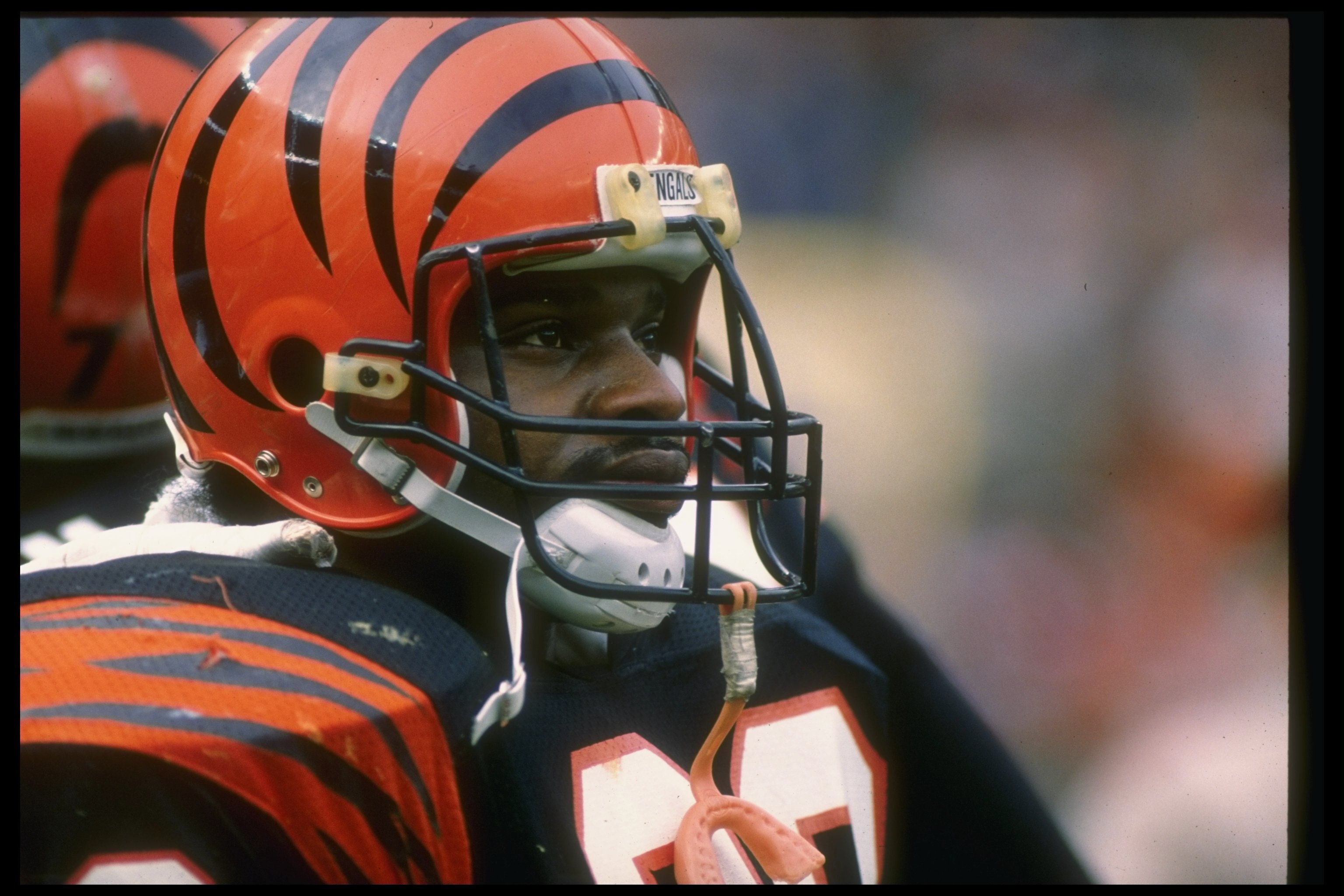 Running back Ickey Woods of the Cincinnati Bengals looks on during a game.