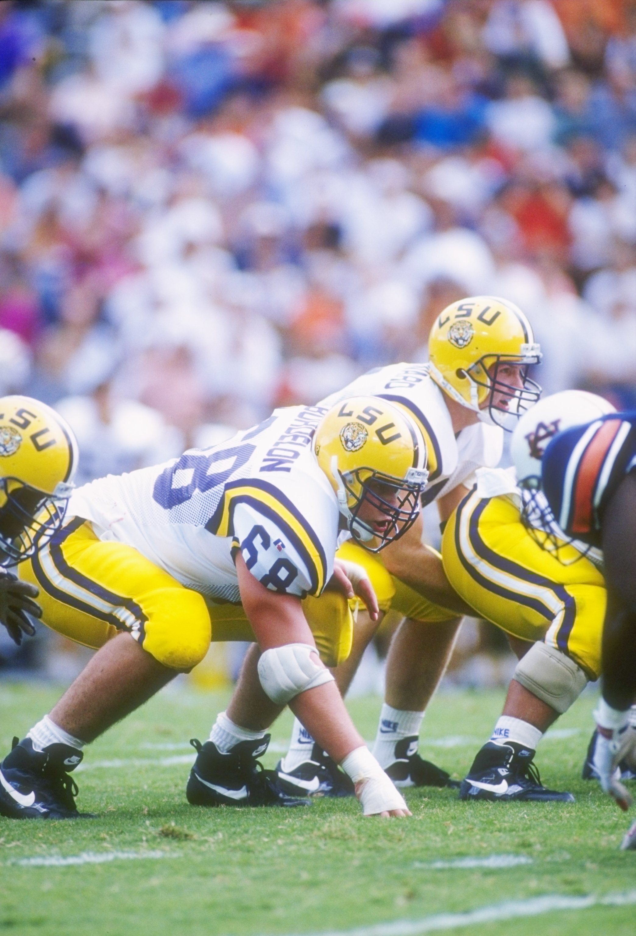 17 Sep 1994: Offensive tackle Ben Bordelon of the Louisiana State Tigers stands in his stance during a game against the Auburn Tigers at Jordan-Hare Stadium in Auburn, Alabama. Auburn won the game, 30-26.
