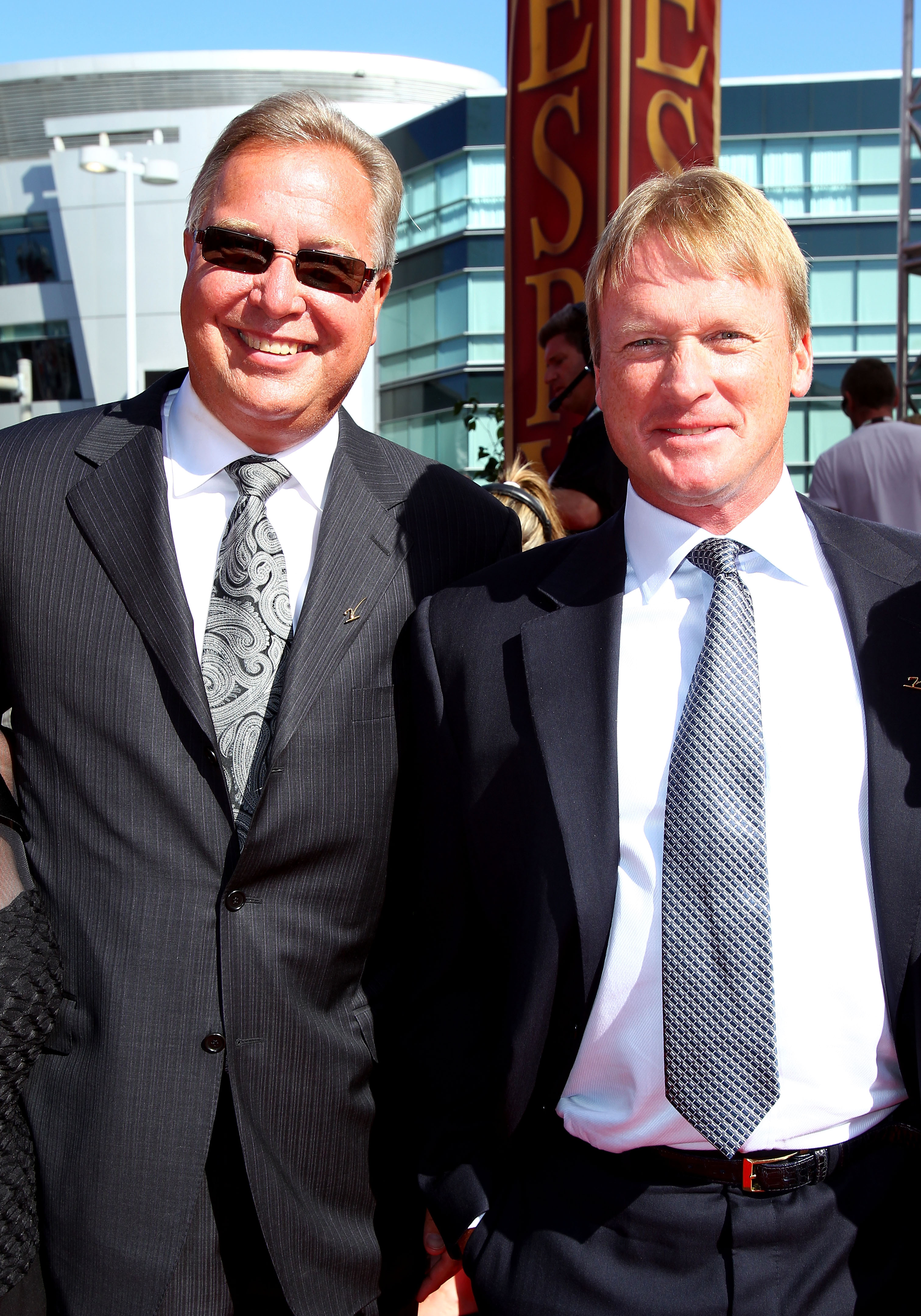 LOS ANGELES, CA - JULY 14:  ESPN talent Ron Jaworski and Jon Gruden arrive at the 2010 ESPY Awards at Nokia Theatre L.A. Live on July 14, 2010 in Los Angeles, California.  (Photo by Alexandra Wyman/Getty Images for ESPY)