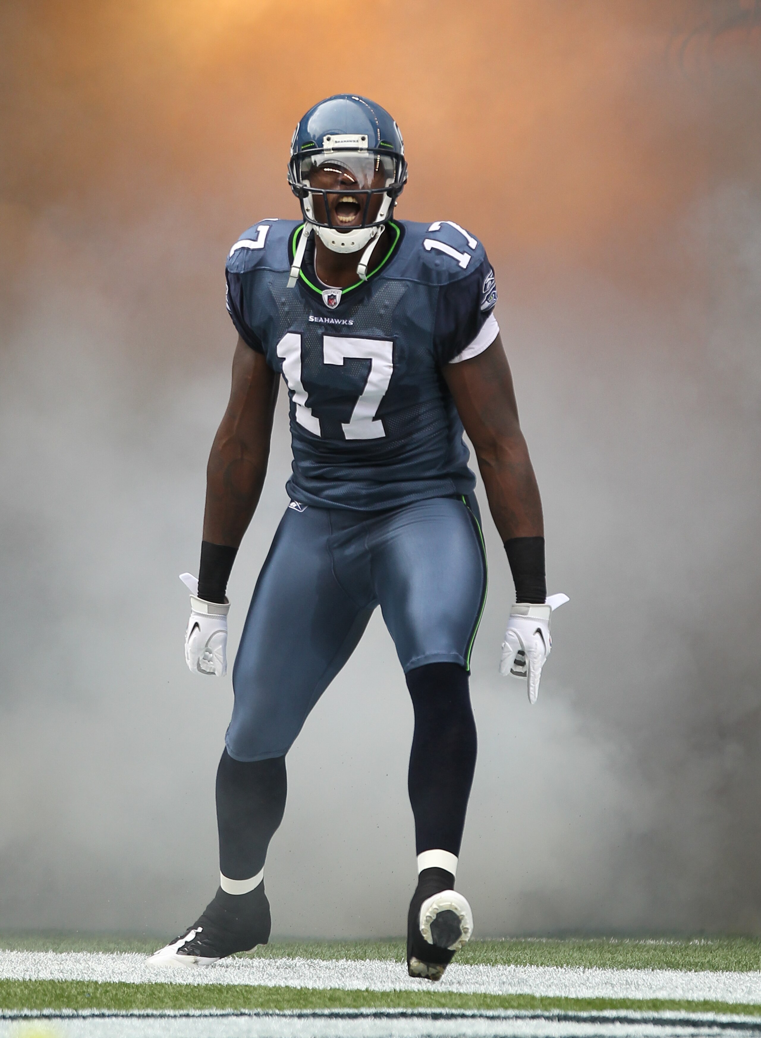 SEATTLE - SEPTEMBER 26:  Wide receiver Mike Williams #17 of the Seattle Seahawks is introduced prior to the game against the San Diego Chargers at Qwest Field on September 26, 2010 in Seattle, Washington. (Photo by Otto Greule Jr/Getty Images)