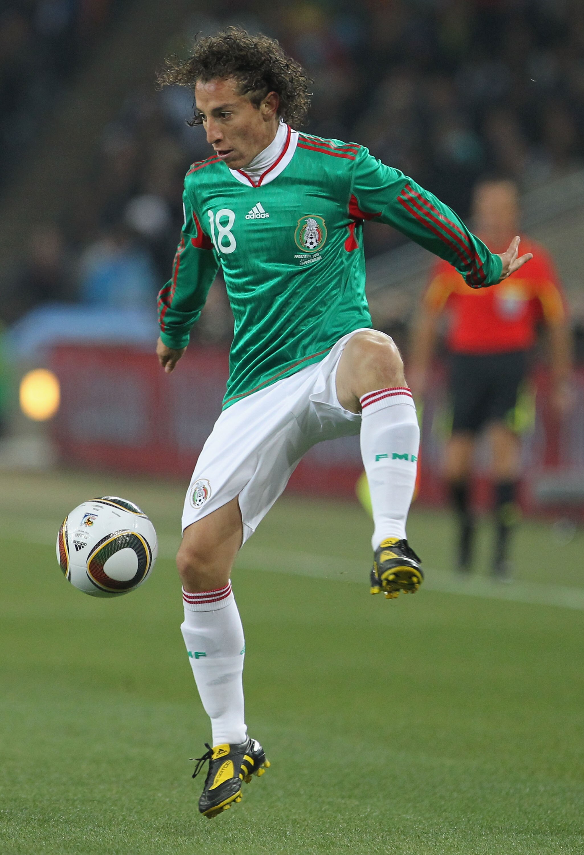 JOHANNESBURG, SOUTH AFRICA - JUNE 27: Andres Guardado of Mexico in action during the 2010 FIFA World Cup South Africa Round of Sixteen match between Argentina and Mexico at Soccer City Stadium on June 27, 2010 in Johannesburg, South Africa.  (Photo by Dou