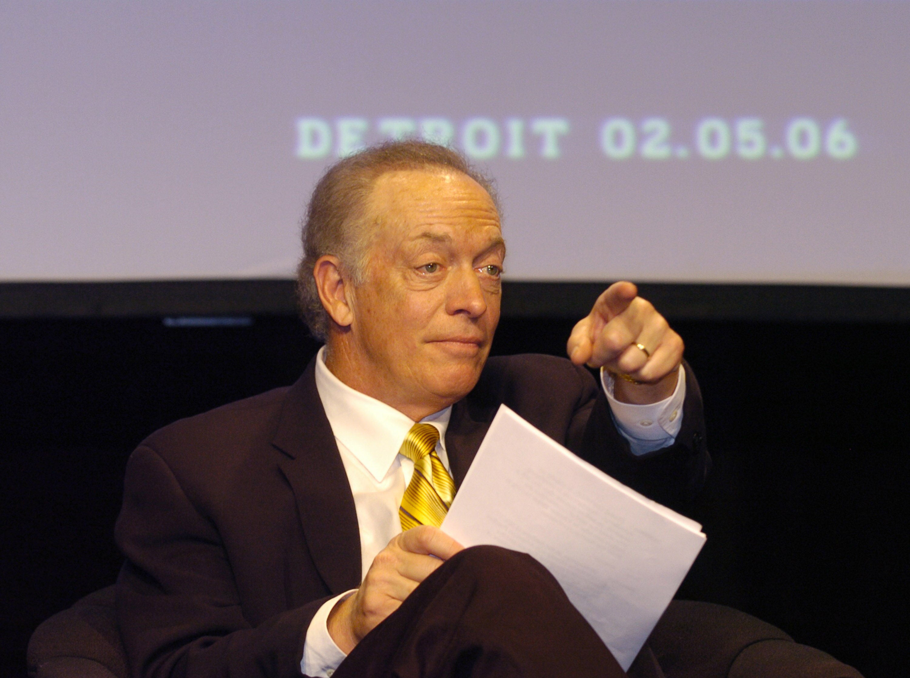 Dick Stockton at the International Press Conference at the Super Bowl XL Media Center in the General Motors Building in Detroit, Michigan on February 3, 2006.  (Photo by Al Messerschmidt/Getty Images)