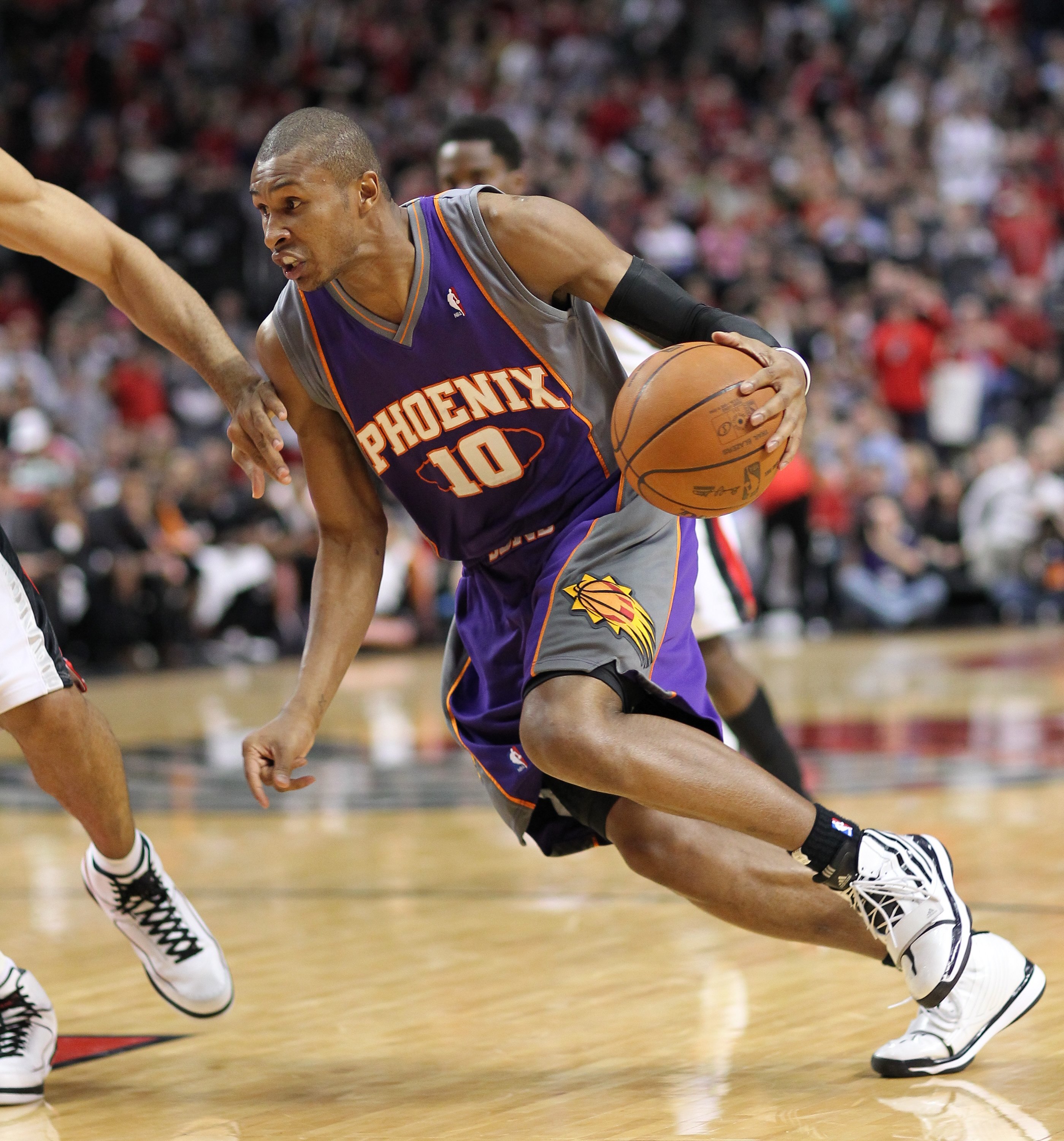 PORTLAND, OR - APRIL 29:  Leandro Barbosa #10 of the Phoenix Suns in action against the Portland Trail Blazers during Game Six of the Western Conference Quarterfinals of the NBA Playoffs on April 29, 2010 at the Rose Garden in Portland, Oregon. The Suns d