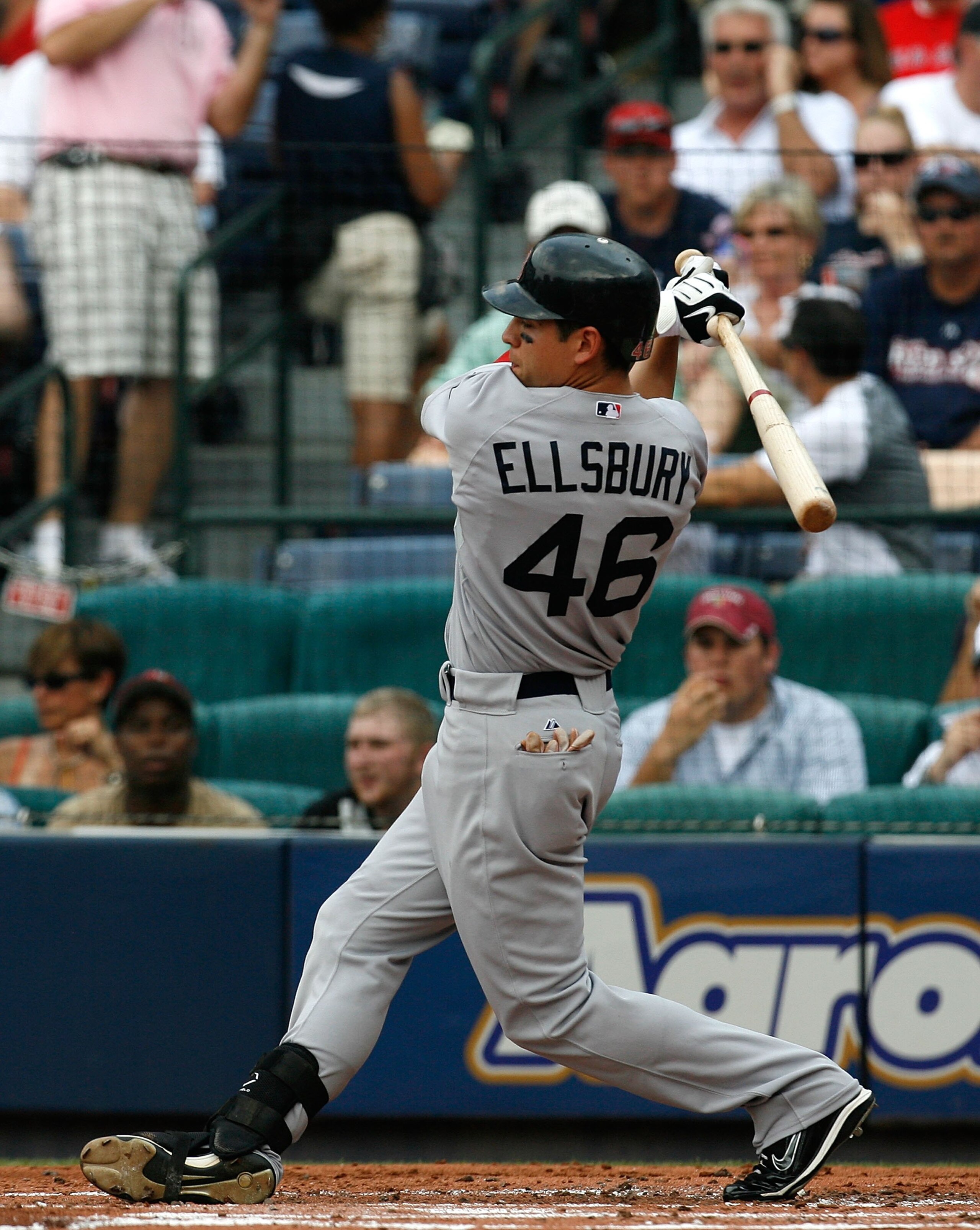 ATLANTA - JUNE 27:  Jacoby Ellsbury #46 of the Boston Red Sox against the Atlanta Braves at Turner Field on June 27, 2009 in Atlanta, Georgia.  (Photo by Kevin C. Cox/Getty Images)