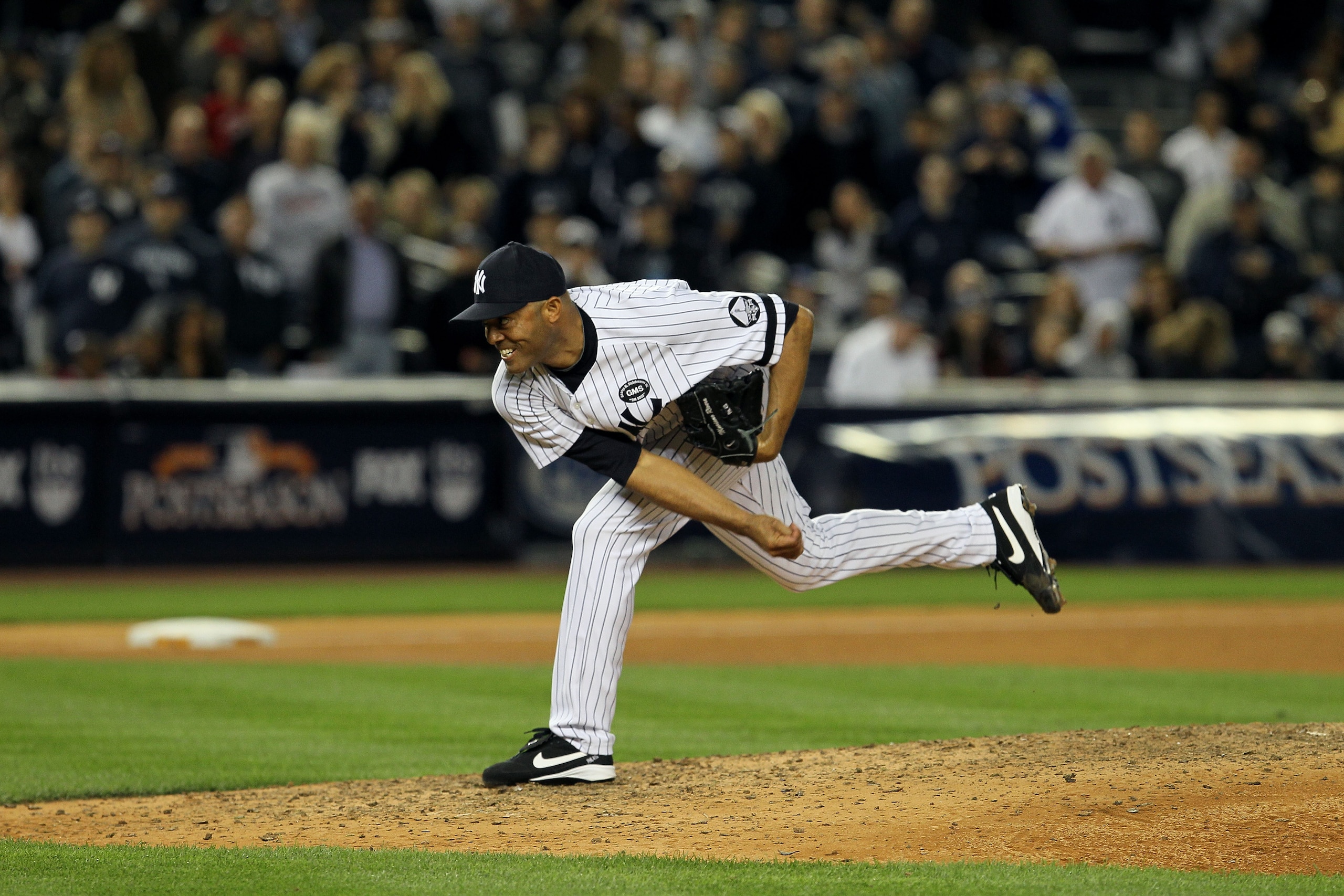 NEW YORK - OCTOBER 09:  Mariano Rivera #42 of the New York Yankees throws a pitch against the Minnesota Twins during Game Three of the ALDS part of the 2010 MLB Playoffs at Yankee Stadium on October 9, 2010 in the Bronx borough of New York City.  (Photo b