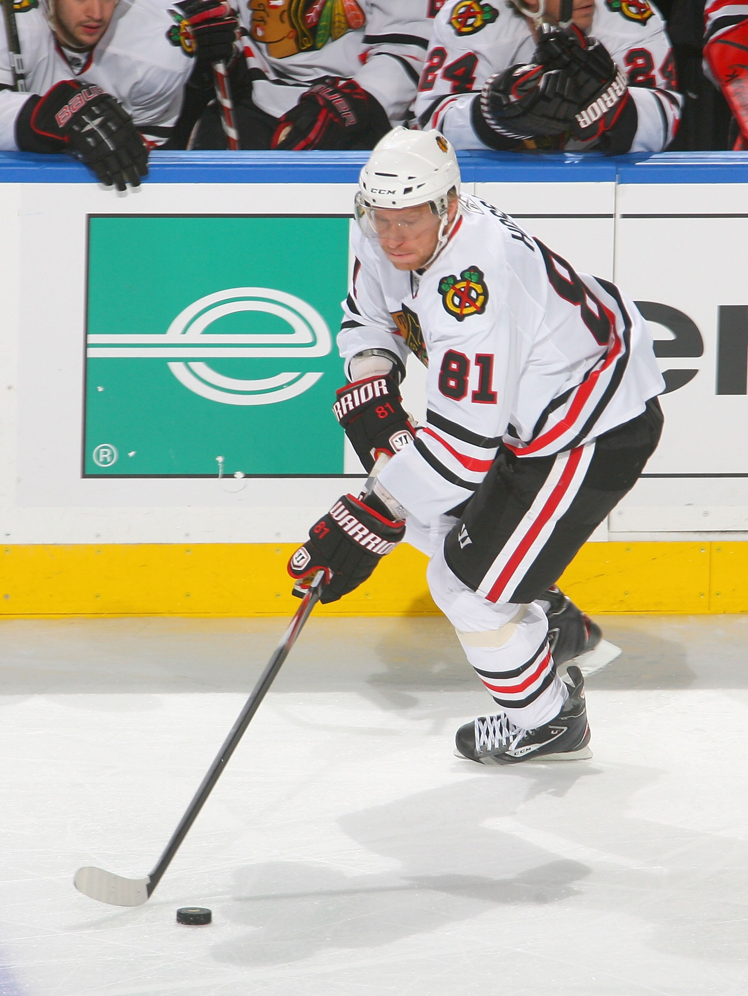 BUFFALO, NY - OCTOBER 11: Marian Hossa #81  of the Chicago Blackhawks skates against the Buffalo Sabres  at HSBC Arena on October 11, 2010 in Buffalo, New York. Chicago won 4-3. (Photo by Rick Stewart/Getty Images)