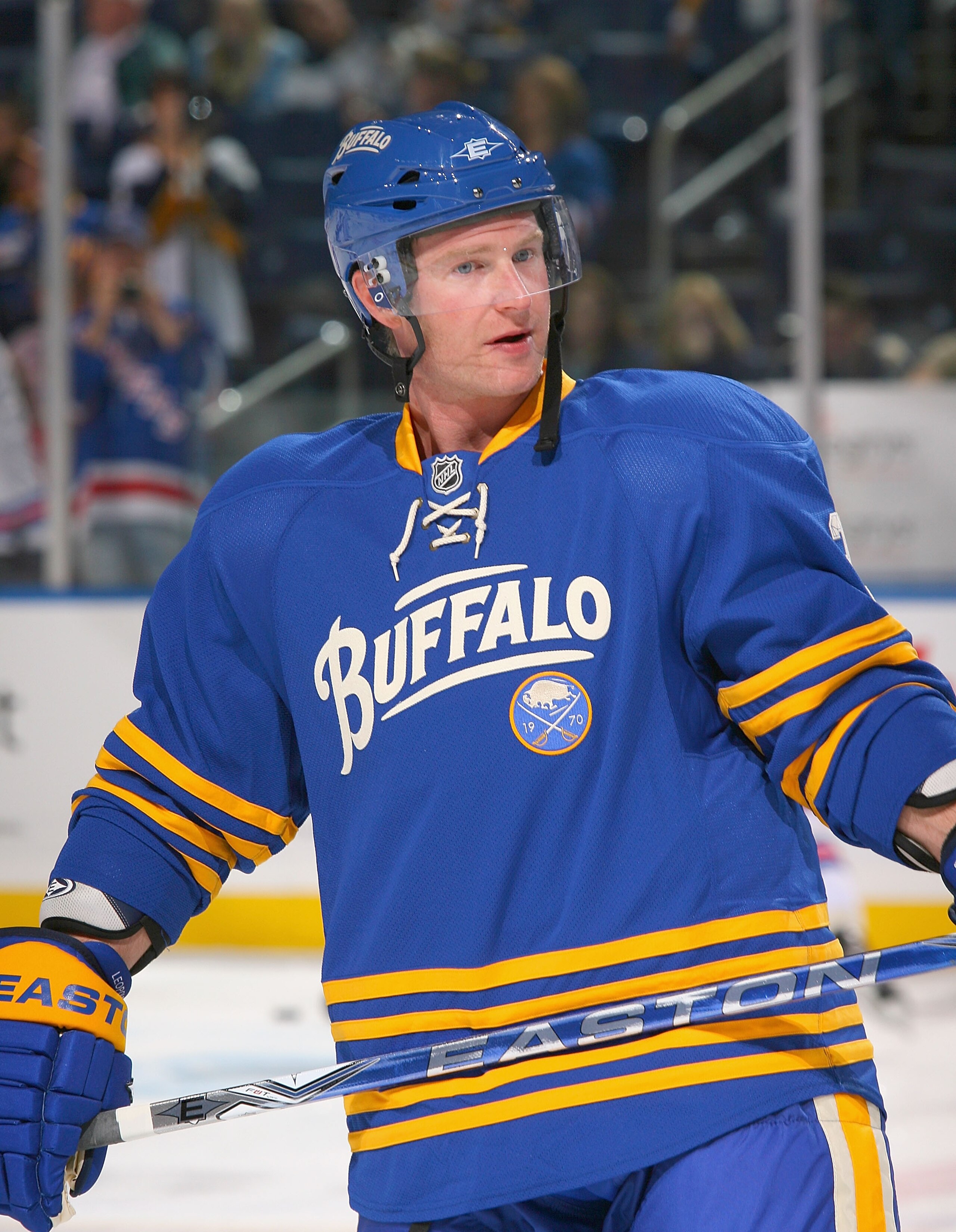 BUFFALO, NY - OCTOBER 09:  Jordan Leopold #3 of the Buffalo Sabres skates during the warmup prior to playing the New York Rangers at HSBC Arena on October 9, 2010 in Buffalo, New York. New York won 6-3.  (Photo by Rick Stewart/Getty Images)