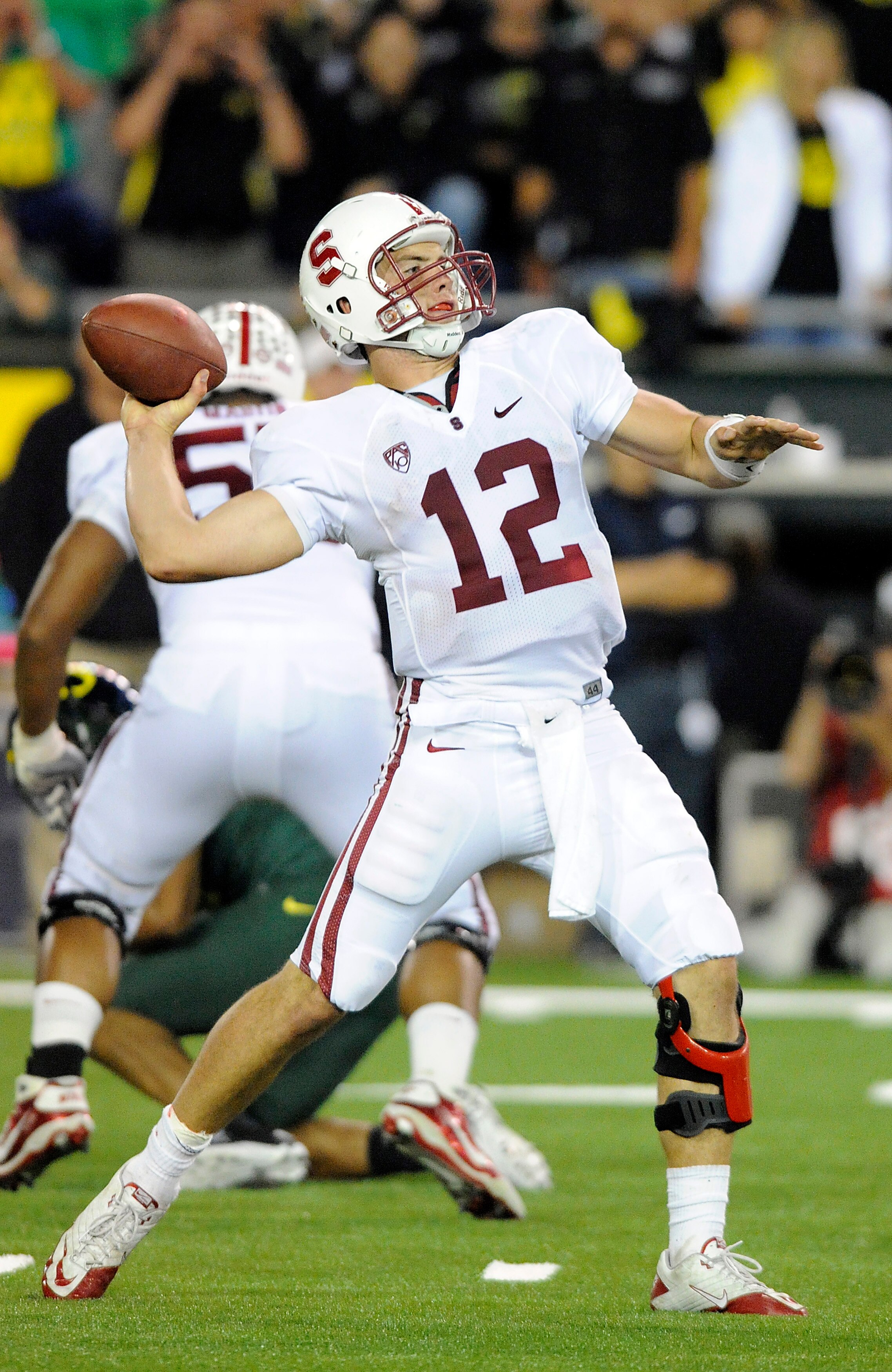 EUGENE, OR - OCTOBER 2: Quarterback Andrew Luck #12 of the Stanford Cardinal passes the ball in the third quarter of the game against the Oregon Ducks at Autzen Stadium on October 2, 2010 in Eugene, Oregon. Oregon won the game 52-31. (Photo by Steve Dykes
