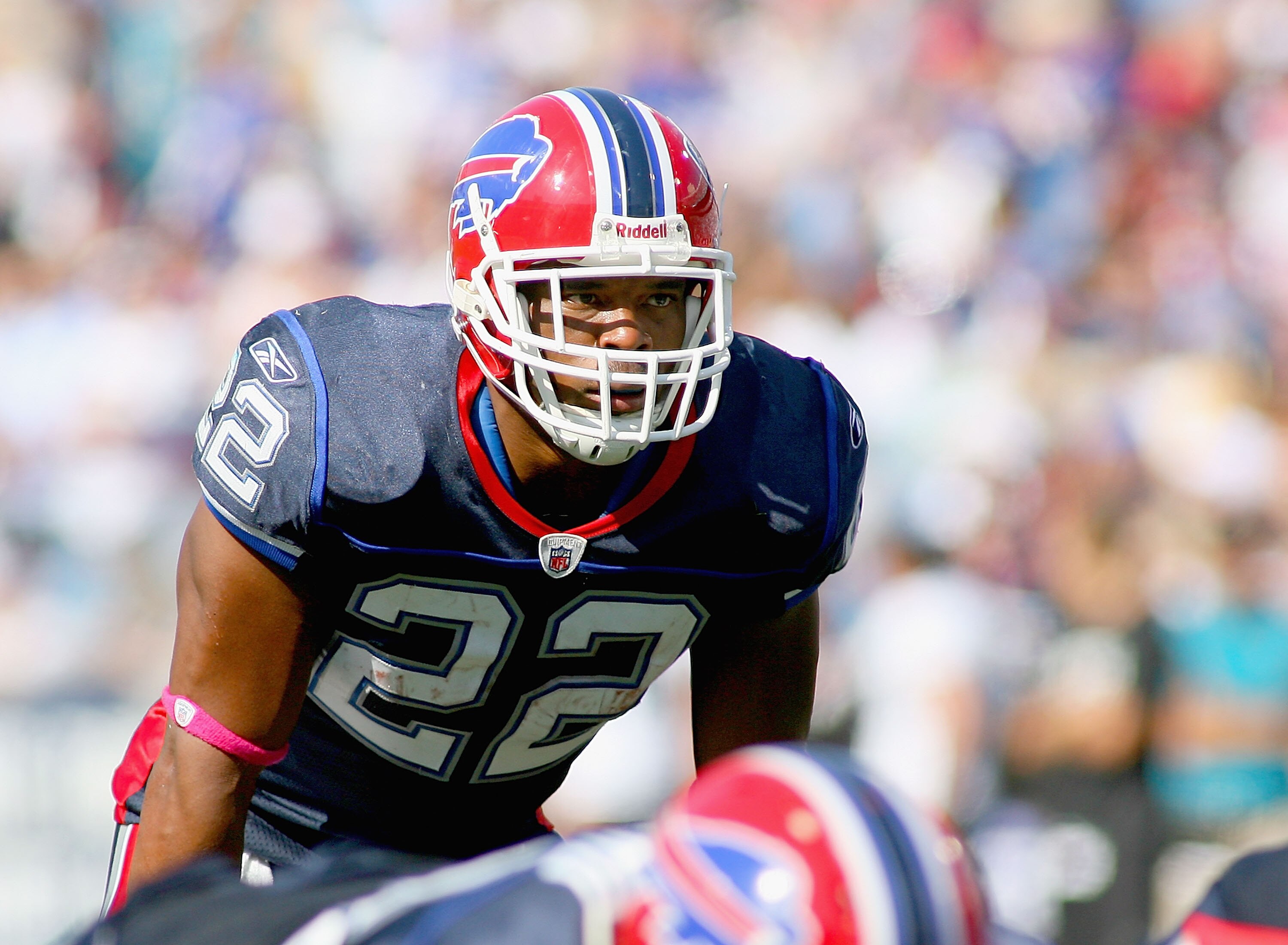 ORCHARD PARK, NY - OCTOBER 10: Fred Jackson #22 of the Buffalo Bills lines up against the Jacksonville Jaguars at Ralph Wilson Stadium on October 10, 2010 in Orchard Park, New York. Jacksonville won 36-26. (Photo by Rick Stewart/Getty Images)