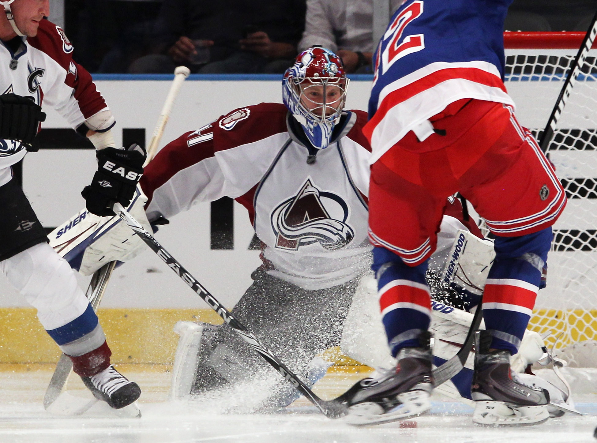 NEW YORK - OCTOBER 18: Craig Anderson #41 of the Colorado Avalanche makes the third period save against the New York Rangers at Madison Square Garden on October 18, 2010 in New York City. The Avalanche defeated the Rangers 3-1. (Photo by Bruce Bennett/Ge NEW YORK - OCTOBER 18: Craig Anderson #41 of the Colorado Avalanche makes the third period save against the New York Rangers at Madison Square Garden on October 18, 2010 in New York City. The Avalanche defeated the Rangers 3-1. (Photo by Bruce Bennett/Ge
