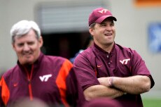 Frank Beamer, left, needs to replace offensive coordinator Bryan Stinespring if the Hokies are going to keep progressing.