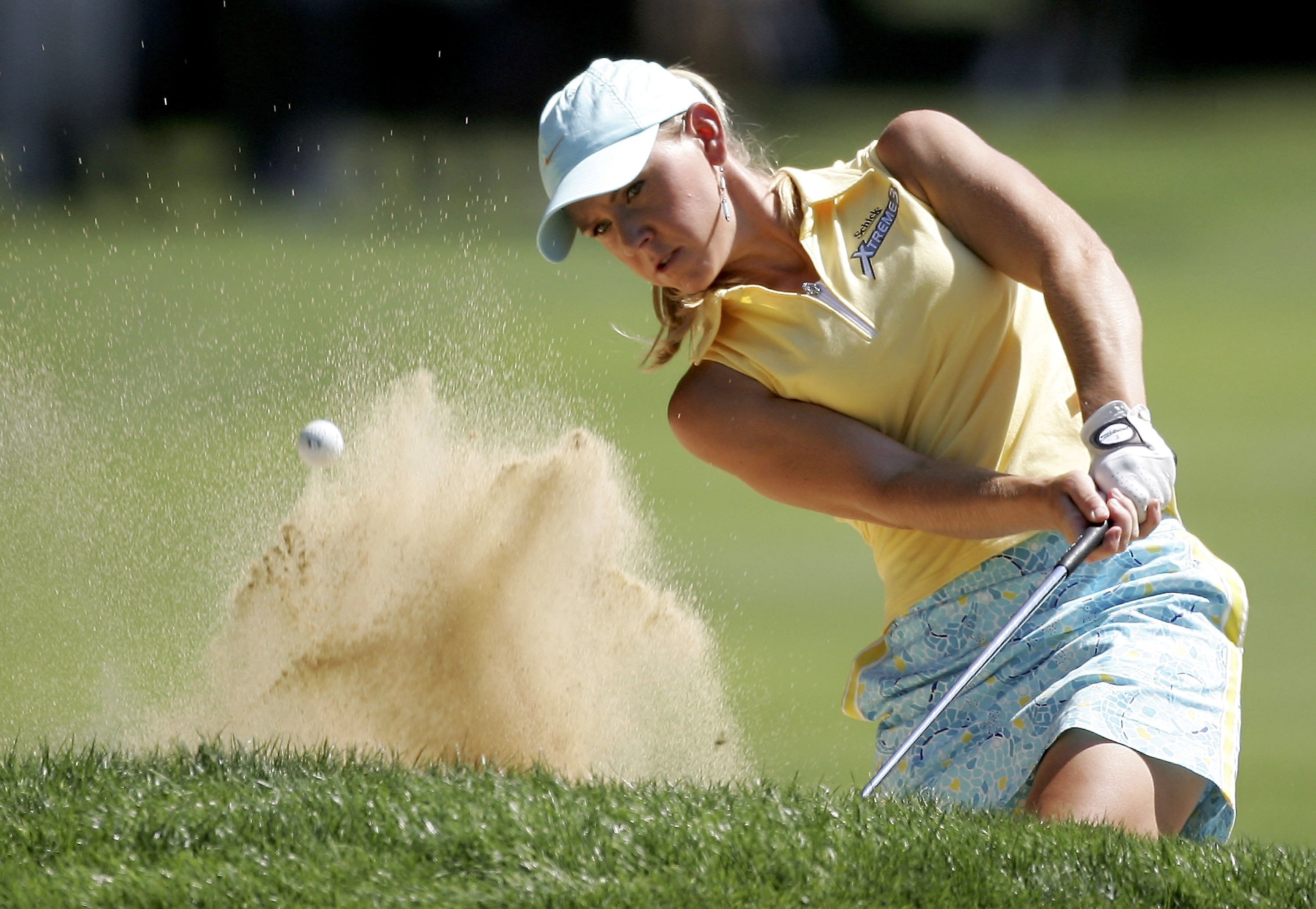 PORTLAND, OR - AUGUST 20:  Jenna Daniels hits out of the bunker on the 5th hole during the final round of the LPGA Safeway Classic August 20, 2006 at Columbia Edgewater Country Club in Portland, Oregon.  (Photo by Jonathan Ferrey/Getty Images)