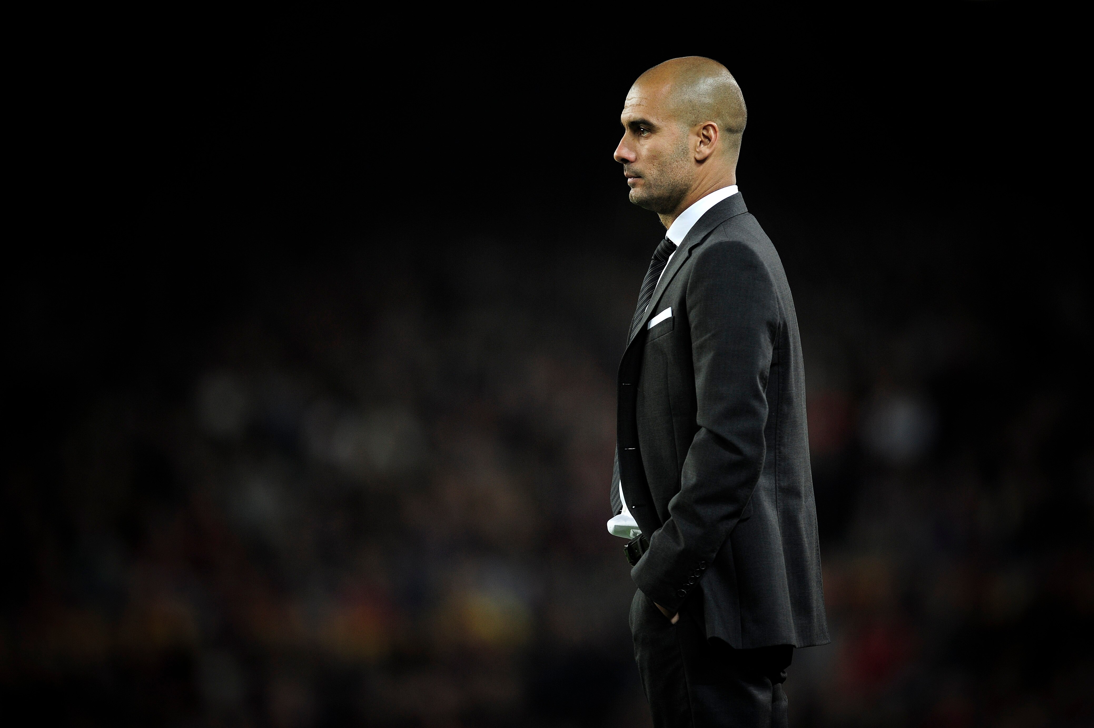 BARCELONA, SPAIN - OCTOBER 16:  Head coach Josep Guardiola of Barcelona looks on during the La Liga match between Barcelona and Valencia at the Camp Nou stadium on October 16, 2010 in Barcelona, Spain. Barcelona won the match 2-1.  (Photo by David Ramos/G