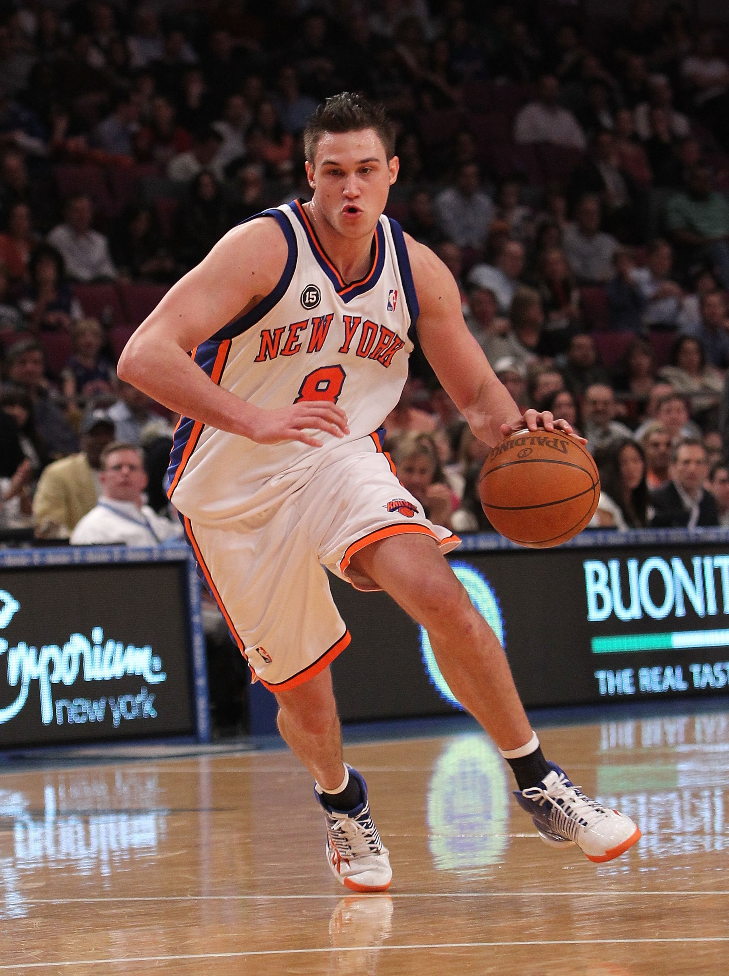 NEW YORK - MARCH 19: Danilo Gallinari #8 of the New York Knicks against the Philadelphia 76ers at Madison Square Garden on March 19, 2010 in New York City. NOTE TO USER: User expressly acknowledges and agrees that, by downloading and or using this photogr