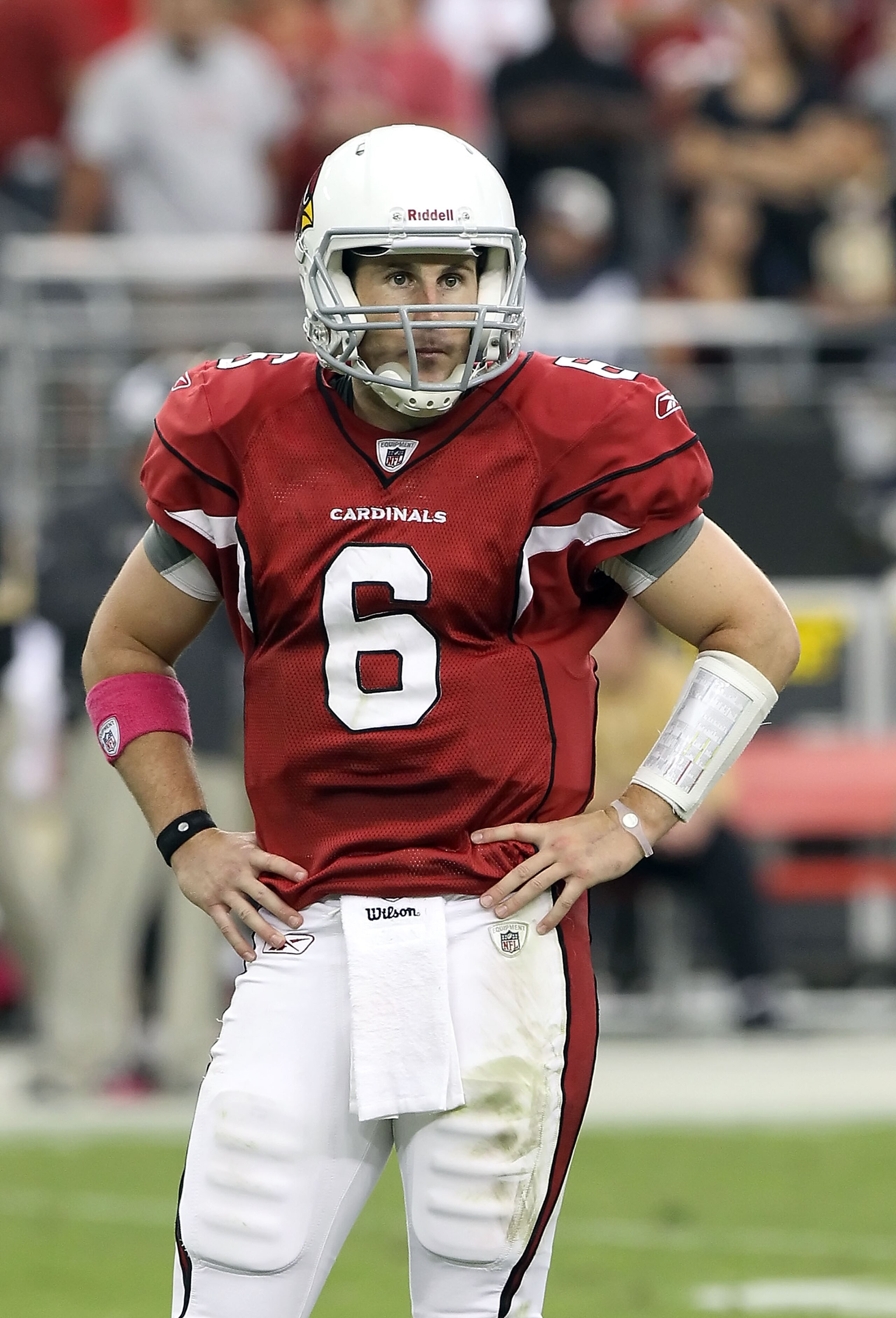 GLENDALE, AZ - OCTOBER 10: Quarterback Max Hall #6 of the Arizona Cardinals during the NFL game against the New Orleans Saints at the University of Phoenix Stadium on October 10, 2010 in Glendale, Arizona. The Cardinals defeated the Saints 30-20. (Photo GLENDALE, AZ - OCTOBER 10: Quarterback Max Hall #6 of the Arizona Cardinals during the NFL game against the New Orleans Saints at the University of Phoenix Stadium on October 10, 2010 in Glendale, Arizona. The Cardinals defeated the Saints 30-20. (Photo