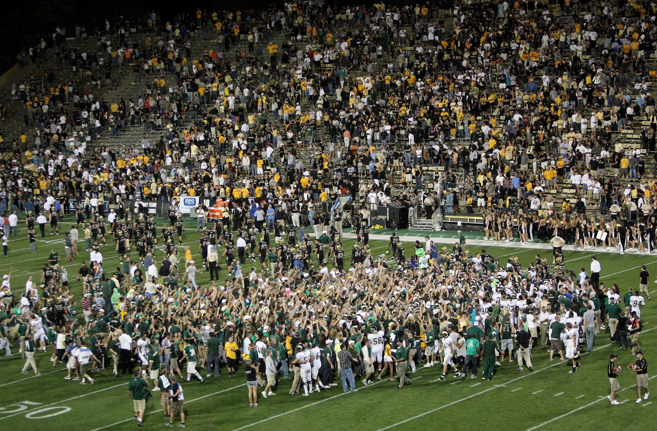 BOULDER, CO - SEPTEMBER 06: Colorado State fans rush the field to celebrate with the Colorado State Rams after they defeated the Colorado Buffaloes 23-17 at Folsom Field on September 6, 2009 in Boulder, Colorado. (Photo by Doug Pensinger/Getty Images) BOULDER, CO - SEPTEMBER 06: Colorado State fans rush the field to celebrate with the Colorado State Rams after they defeated the Colorado Buffaloes 23-17 at Folsom Field on September 6, 2009 in Boulder, Colorado. (Photo by Doug Pensinger/Getty Images)
