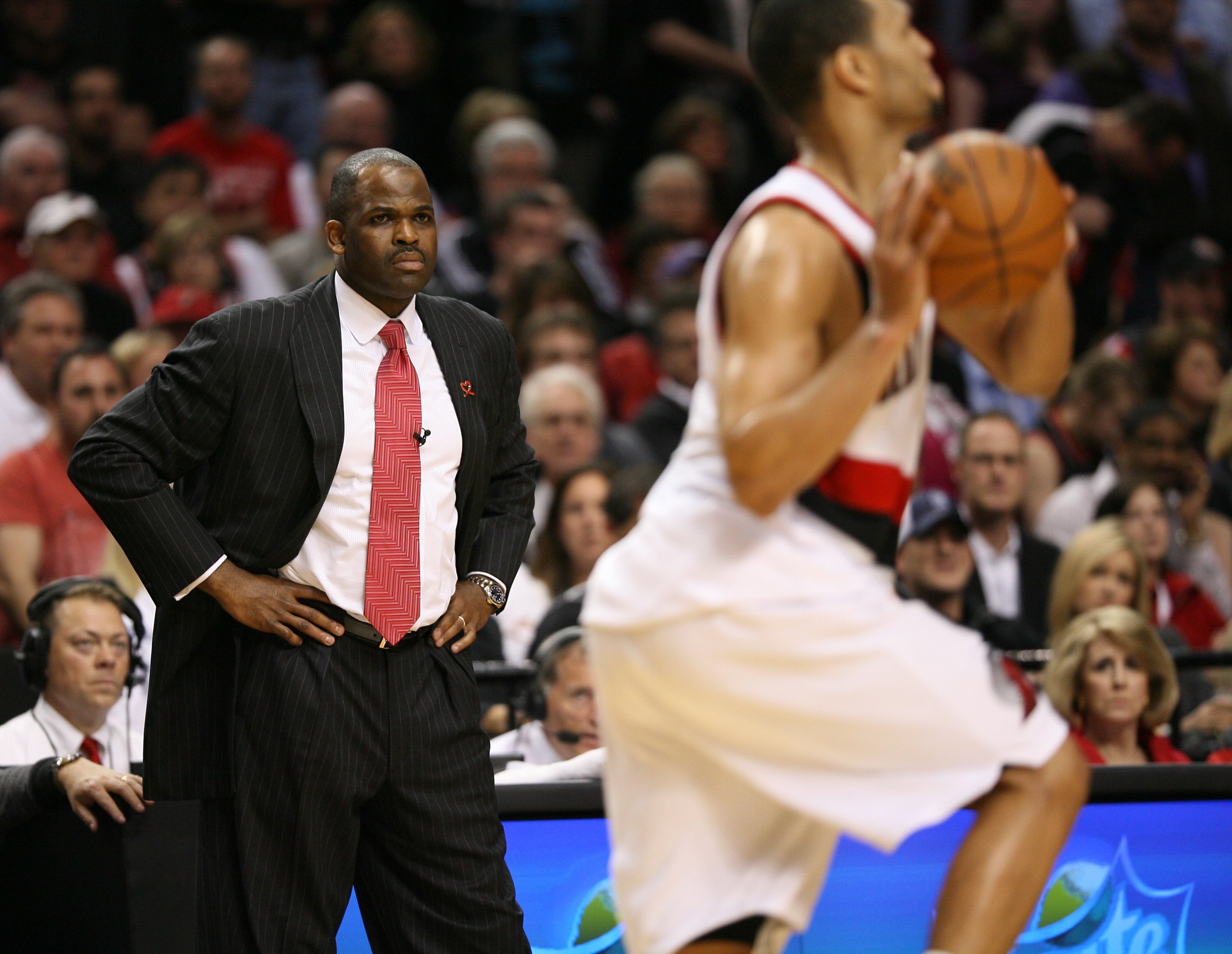 PORTLAND, OR - APRIL 29:  Head coach Nate McMillan of the Portland Trail Blazers watches play against the Phoenix Suns during Game Six of the Western Conference Quarterfinals of the NBA Playoffs on April 29, 2010 at the Rose Garden in Portland, Oregon. Th