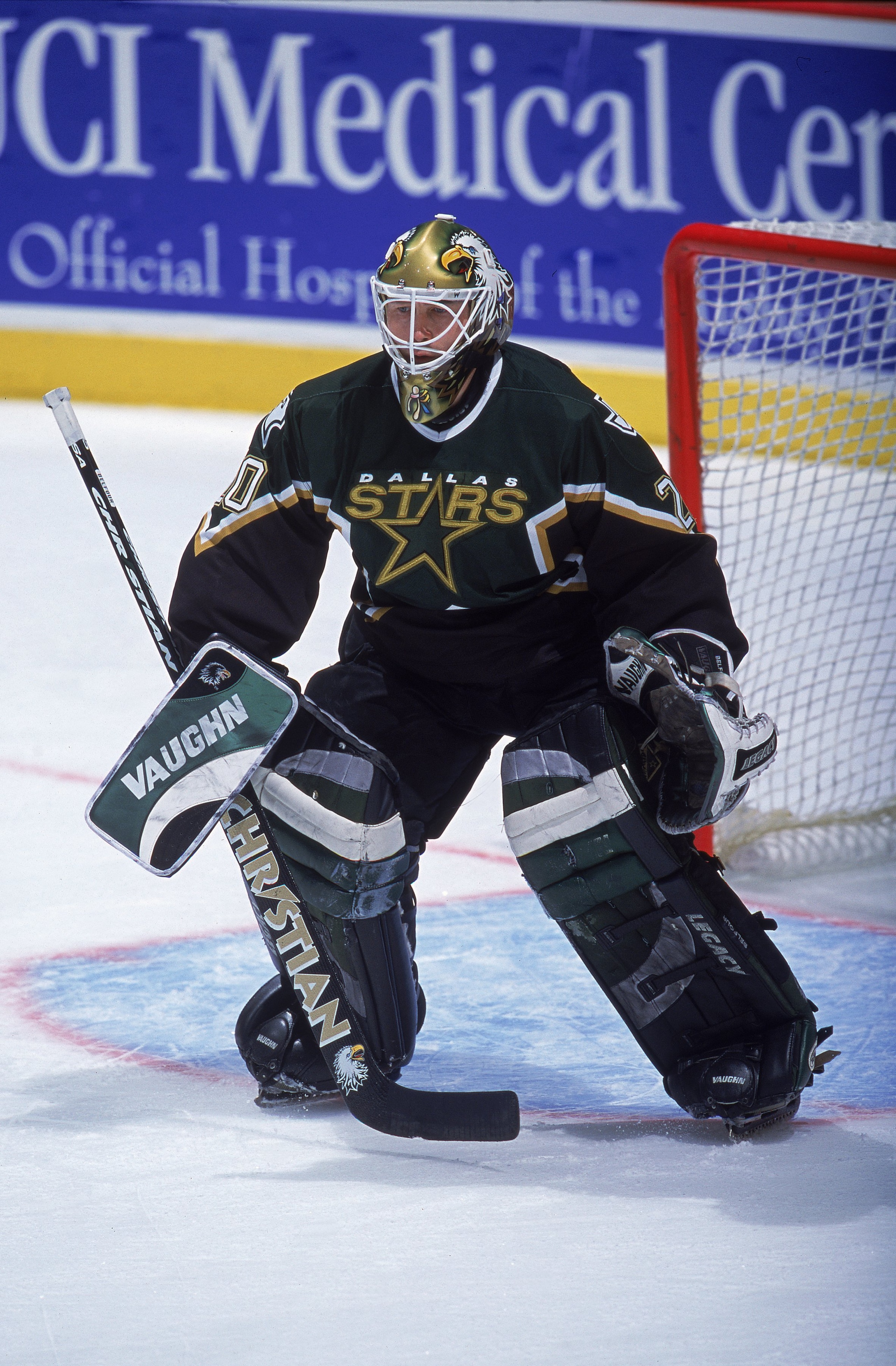 10 Dec 2000: Goalie Ed Belfour #20 of the Dallas Stars is ready on the ice during the game against the Anaheim Mighty Ducks at the Arrowhead Pond in Anaheim, California. The Stars defeated the Mighty Ducks 1-0.Mandatory Credit: Jeff Gross /Allsport 10 Dec 2000: Goalie Ed Belfour #20 of the Dallas Stars is ready on the ice during the game against the Anaheim Mighty Ducks at the Arrowhead Pond in Anaheim, California. The Stars defeated the Mighty Ducks 1-0.Mandatory Credit: Jeff Gross /Allsport