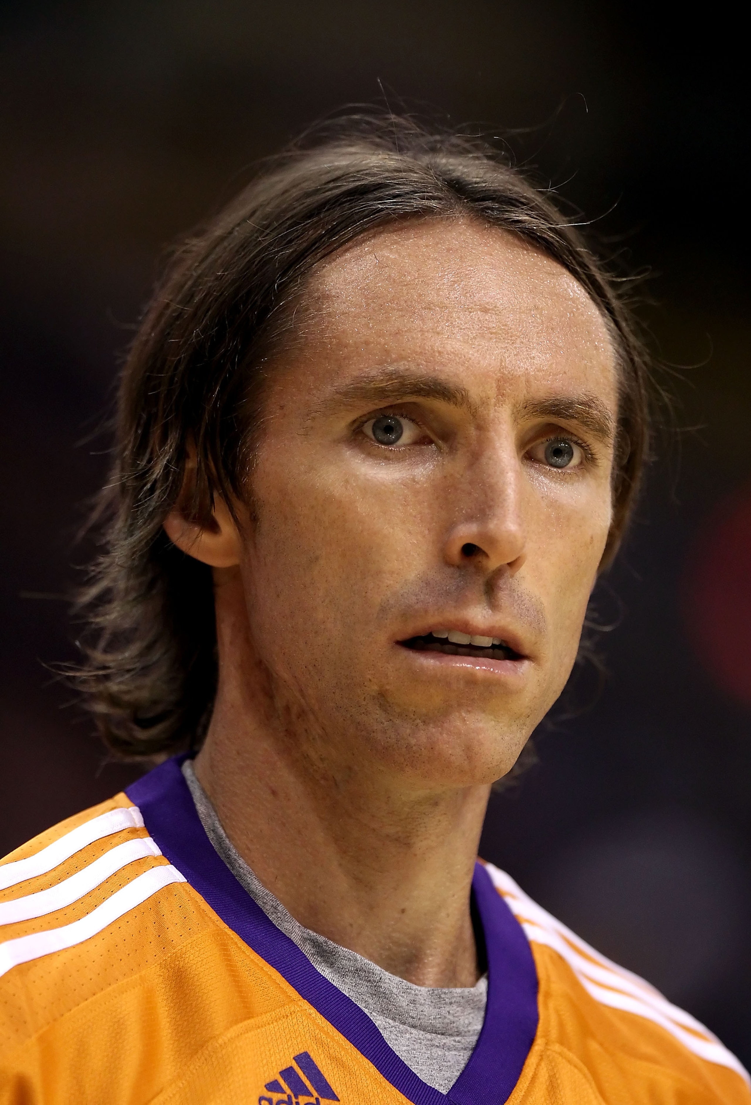 PHOENIX - OCTOBER 12:  Steve Nash #13 of the Phoenix Suns warms up before the preseason NBA game against the Utah Jazz at US Airways Center on October 12, 2010 in Phoenix, Arizona. NOTE TO USER: User expressly acknowledges and agrees that, by downloading